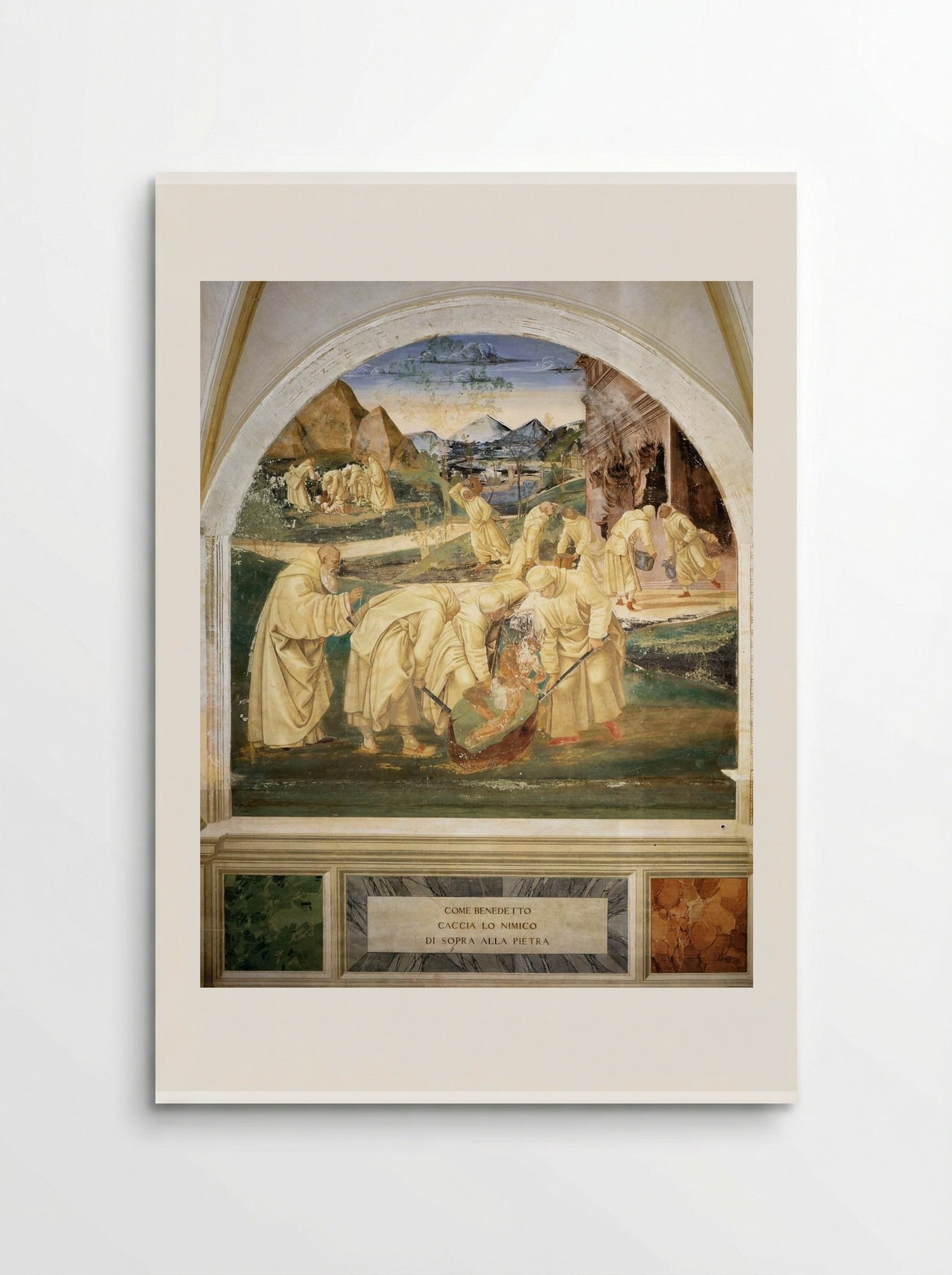Life of St. Benedict: Benedict Drives the Devil out of a Stone - Luca Signorelli - Poster