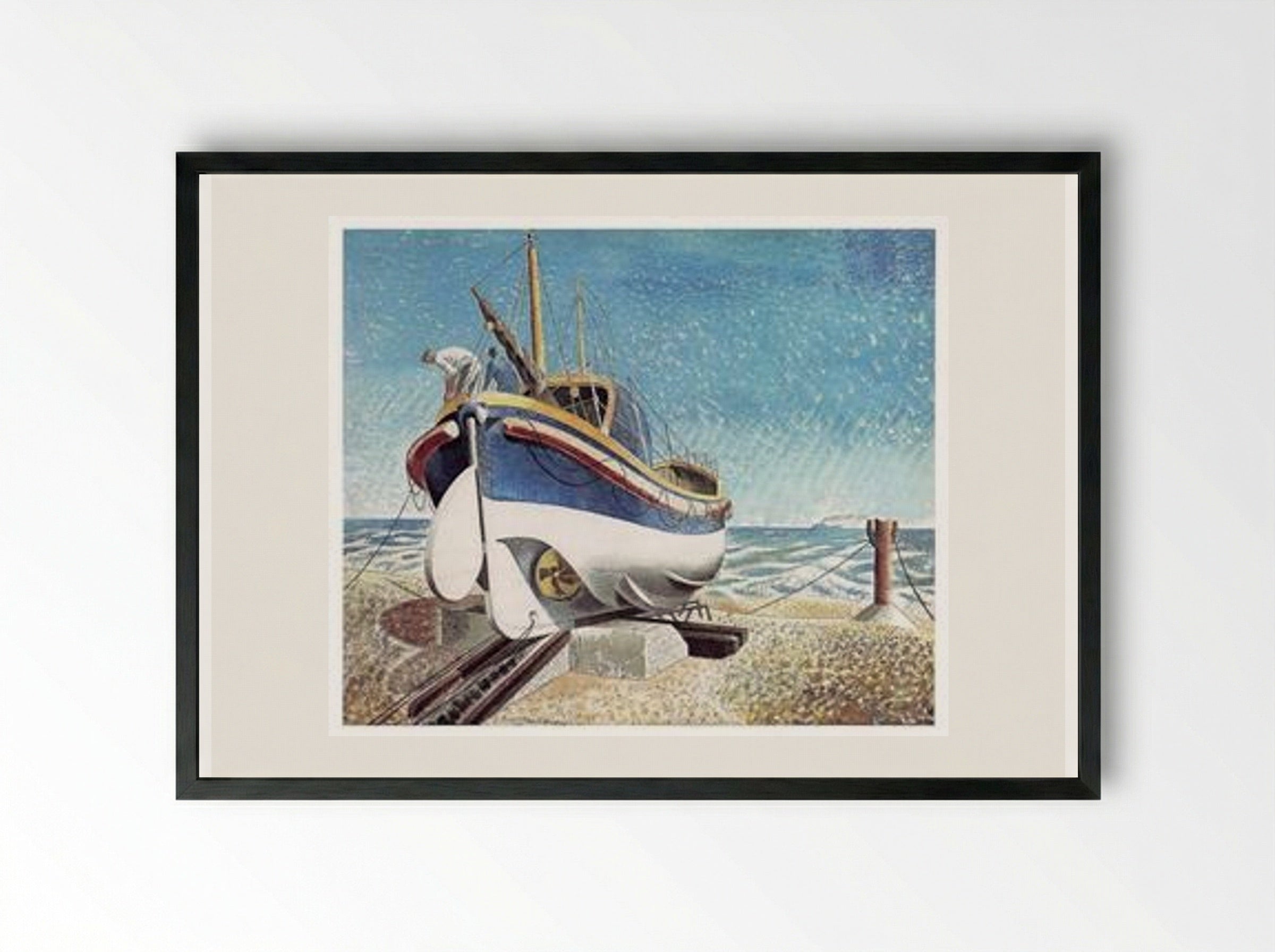 Lifeboat at Aldeburgh - Eric Ravilious - Framed Print Black