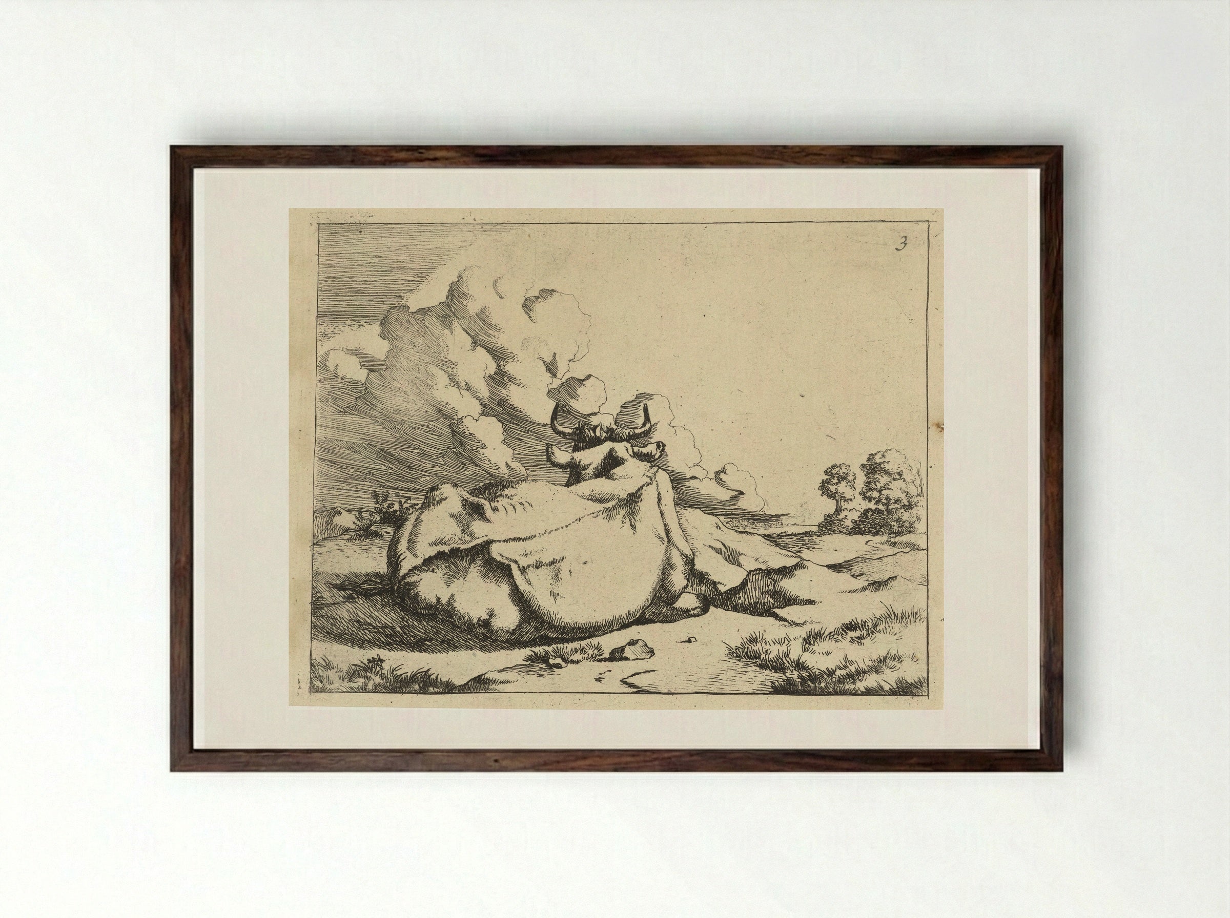 Liggend rund, op de rug gezien - Marcus de Bye - Framed Print Dark Wood