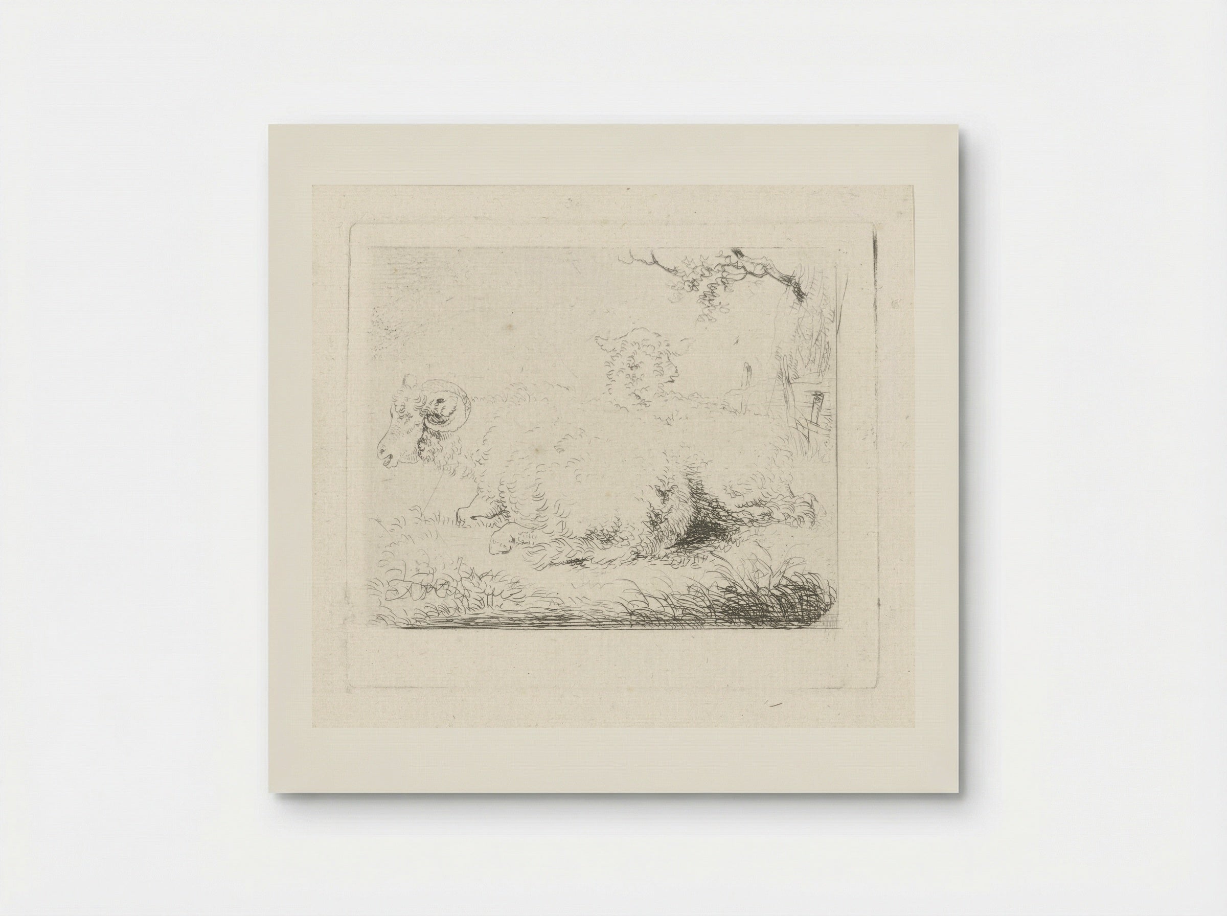 Liggend schaap en ram - Pieter Gerardus van Os - Poster
