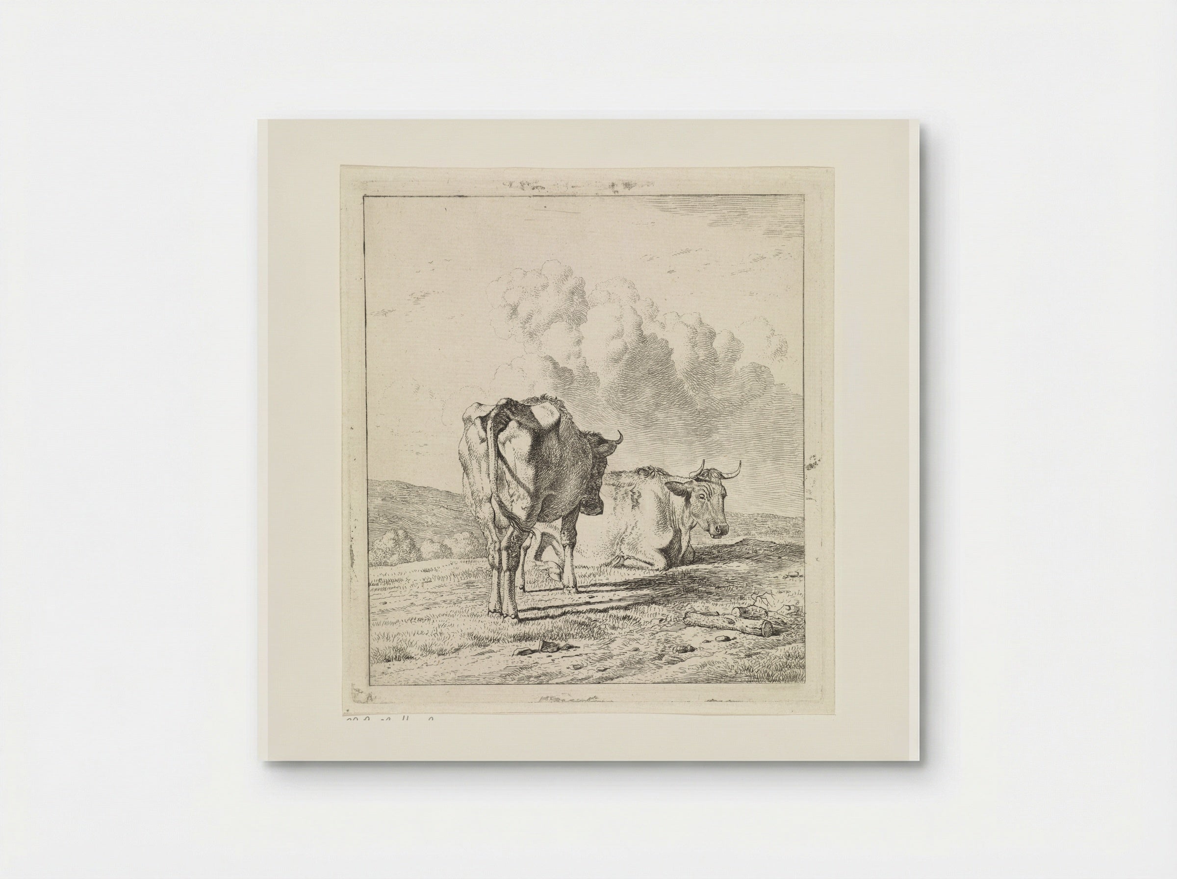 Liggende en staande koe naar rechts - Wouter Johannes van Troostwijk - Poster