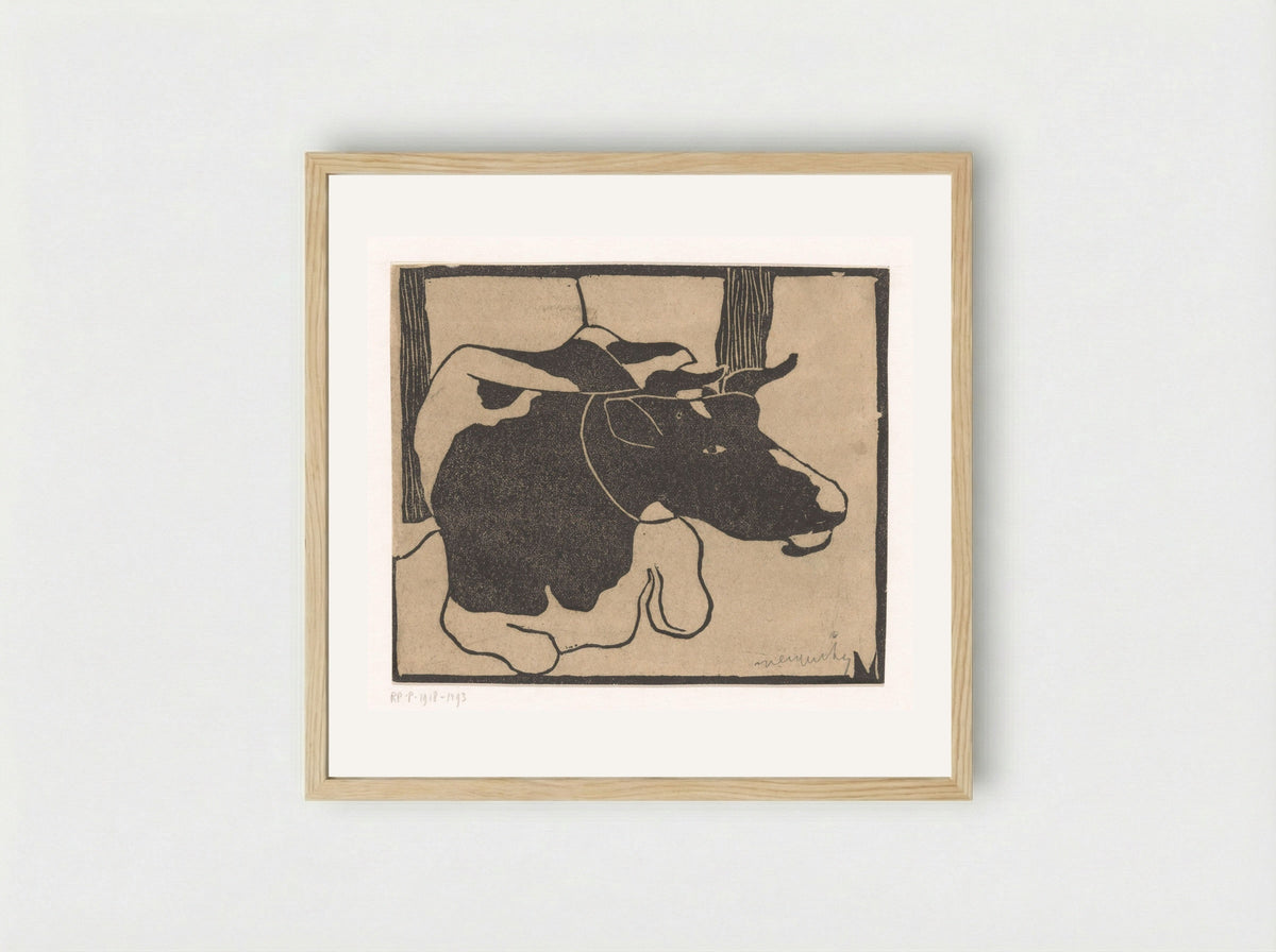 Liggende koe (Recumbent Cow) - Samuel Jessurun de Mesquita - Framed Print Wood