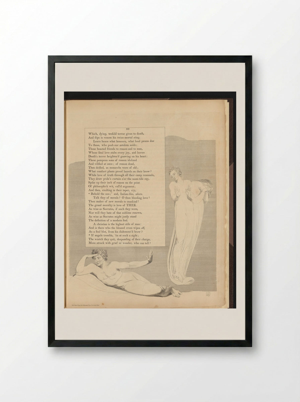 Liggende man en treurend stel - William Blake - Framed Print Black