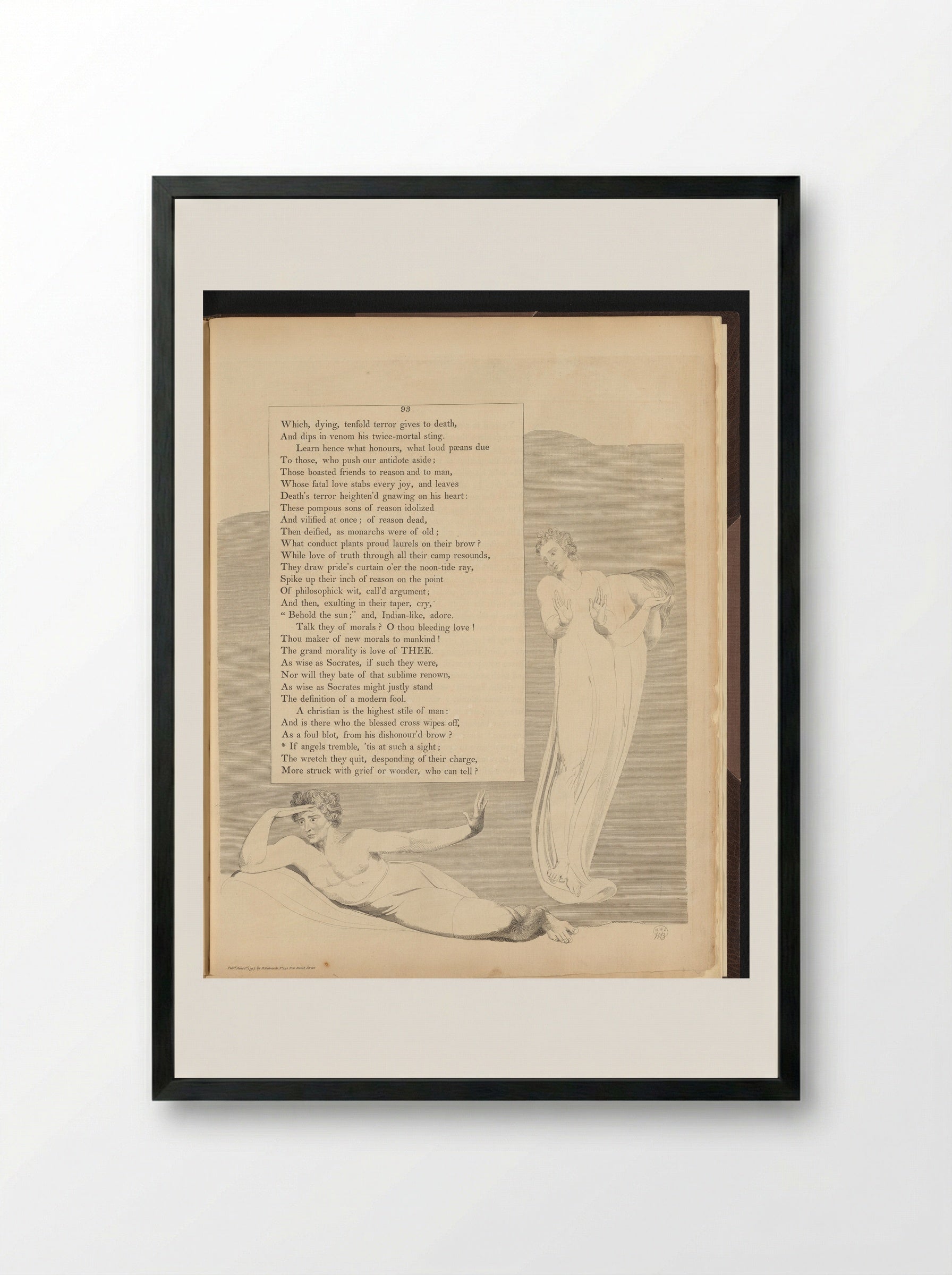 Liggende man en treurend stel - William Blake - Framed Print Black