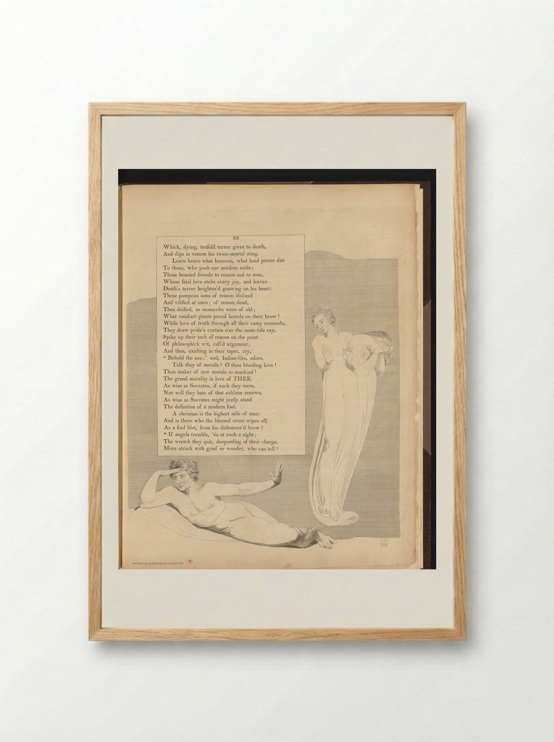 Liggende man en treurend stel - William Blake - Framed Print Wood