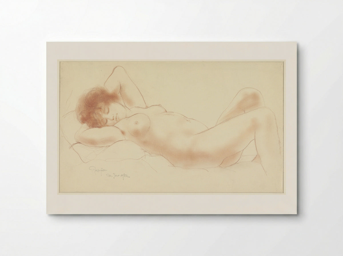 Liggende naakte vrouw, de armen onder het hoofd - Armand Rassenfosse - Poster