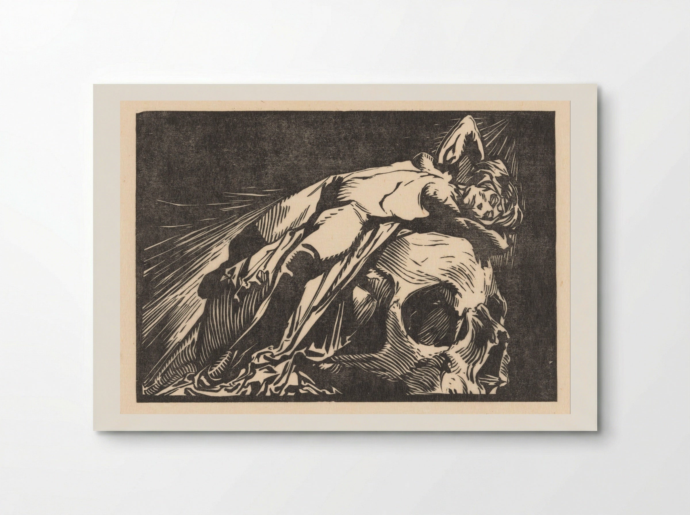 Liggende vrouw op doodskop - Johannes Josephus Aarts - Poster