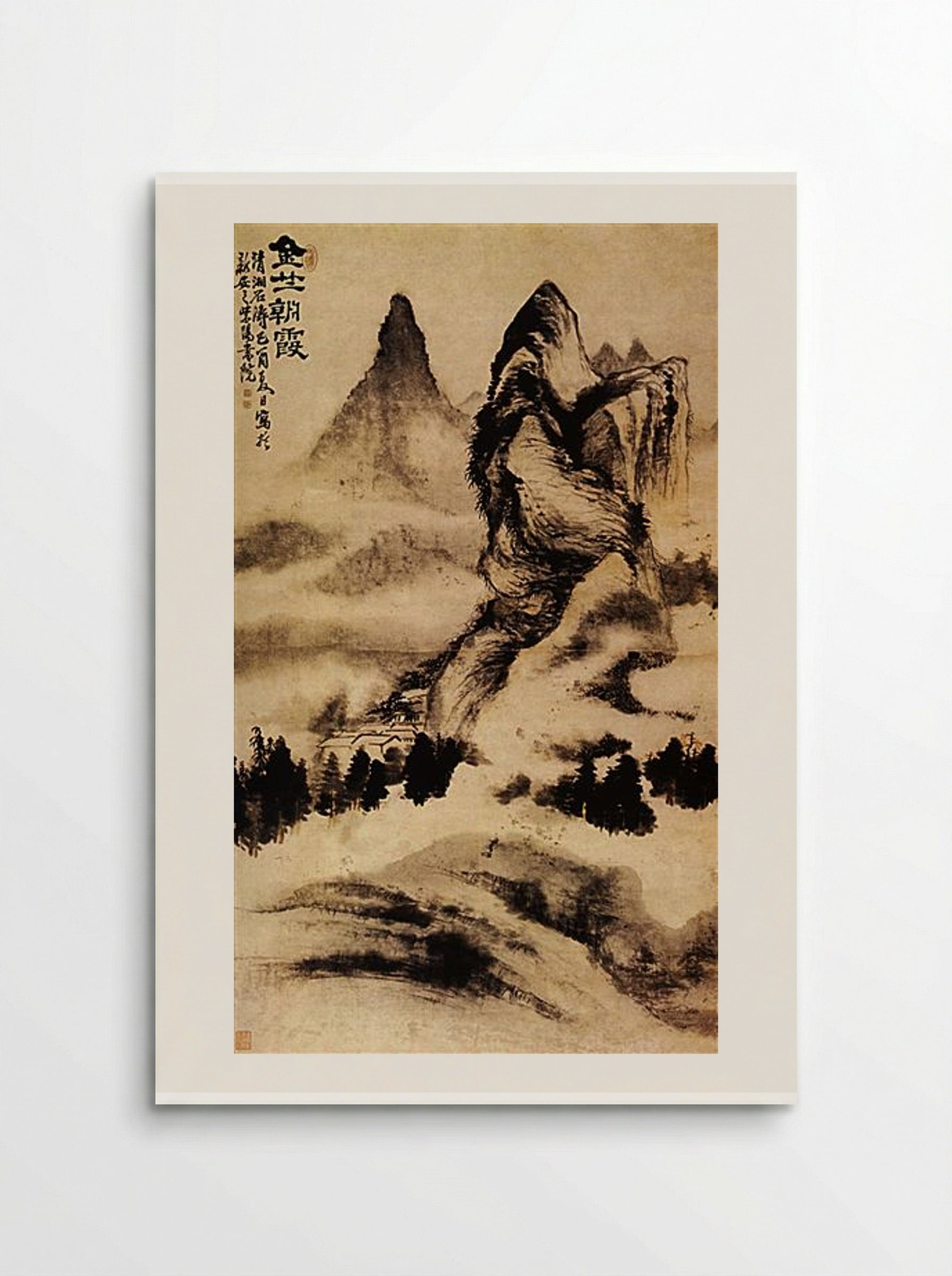 Light of Dawn on the Monastery - Shitao - Poster