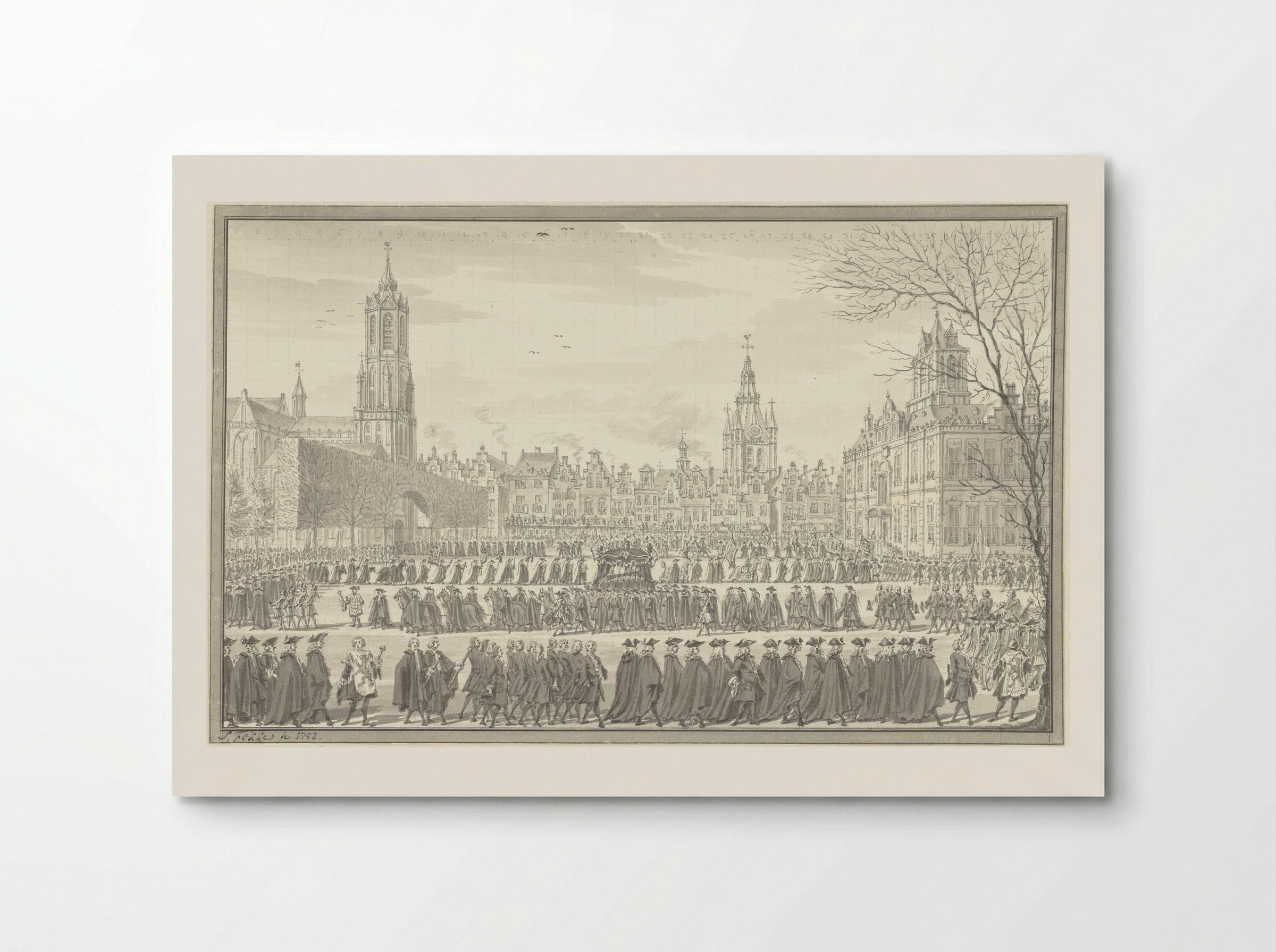 Lijkstatie van prins Willem IV te Delft, 4 februari 1752 - Simon Fokke - Poster