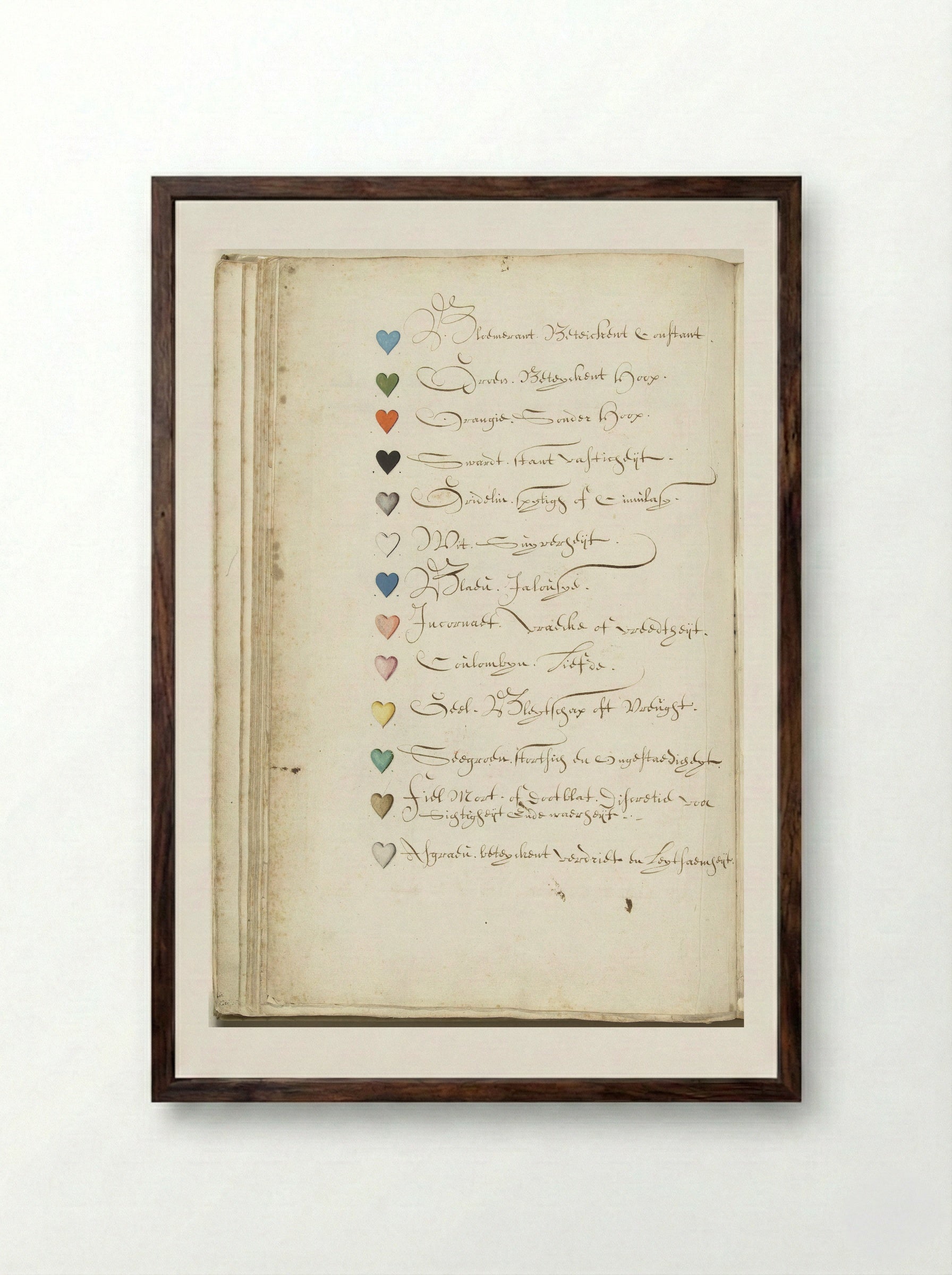 Lijst met kleursymbolen - Harmen ter Borch - Framed Print Dark Wood