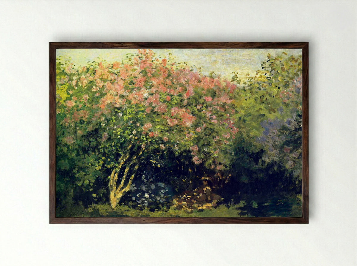 Lilacs in the Sun - Claude Monet - Framed Print Dark Wood