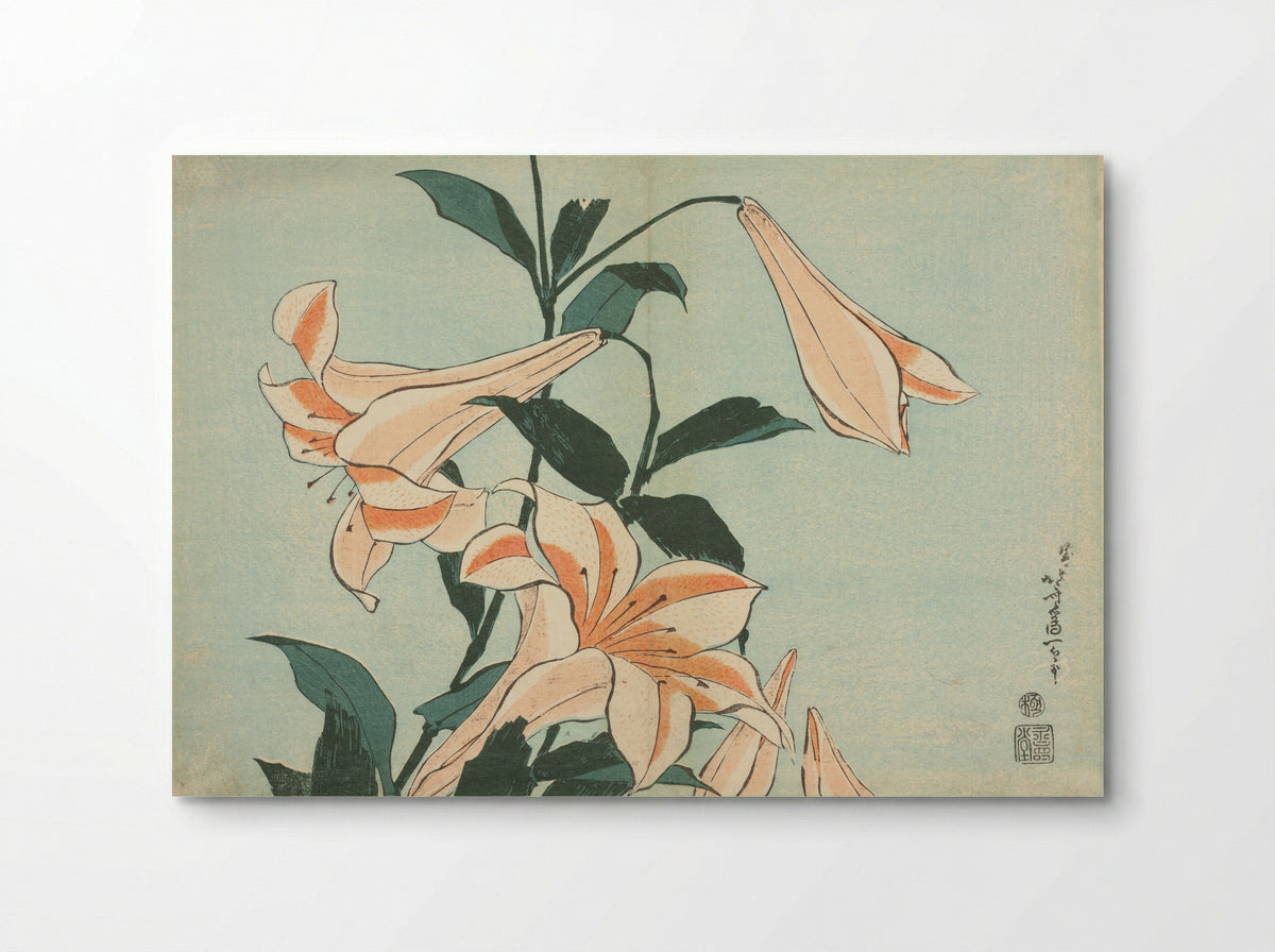 Lilies, from an untitled series of Large Flowers - Katsushika Hokusai - Poster