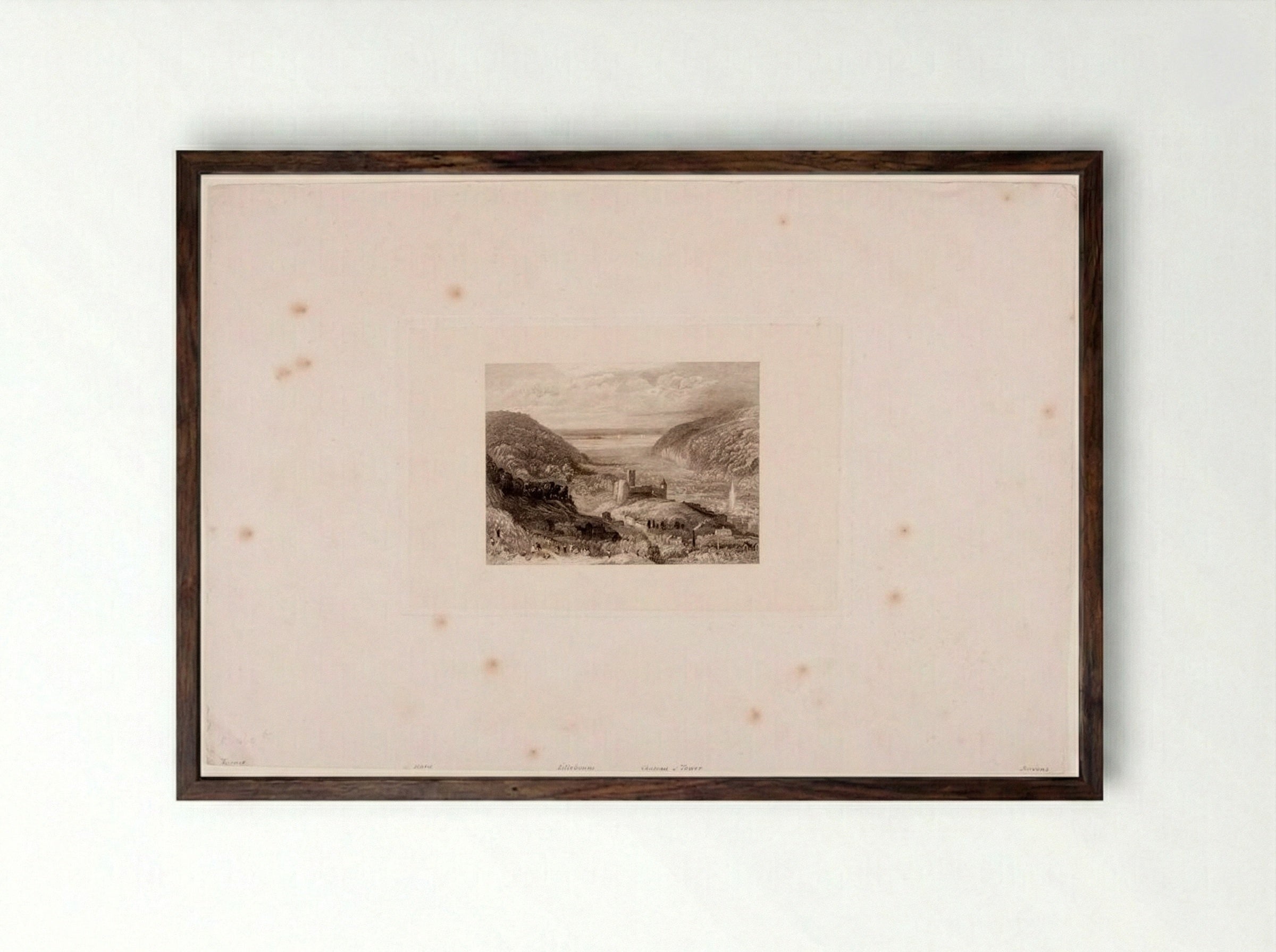 Lillebonne Chateau and Town - Thomas Jeavons - Framed Print Dark Wood