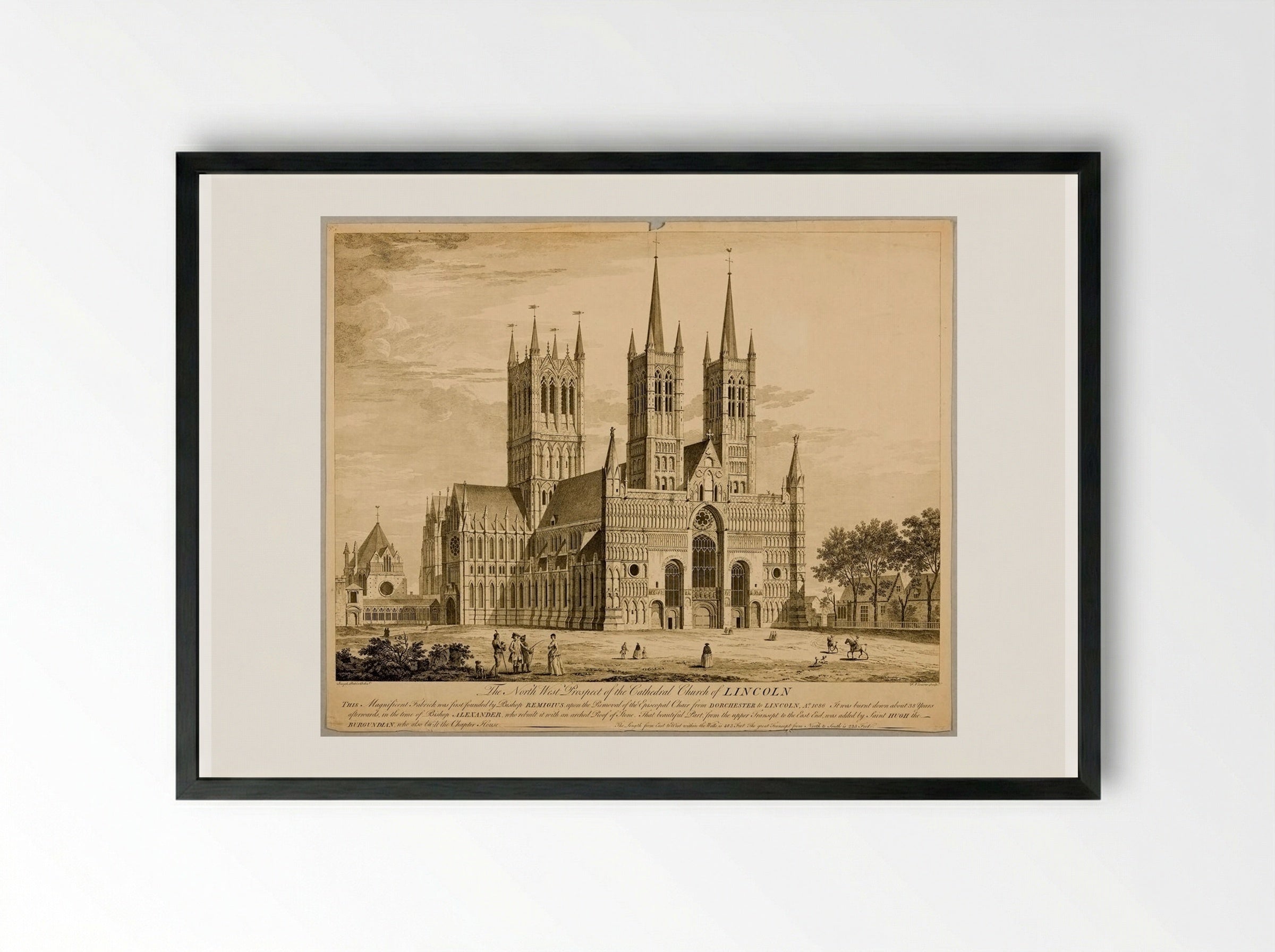Lincoln Cathedral: North-West Prospect - François Vivares - Framed Print Black