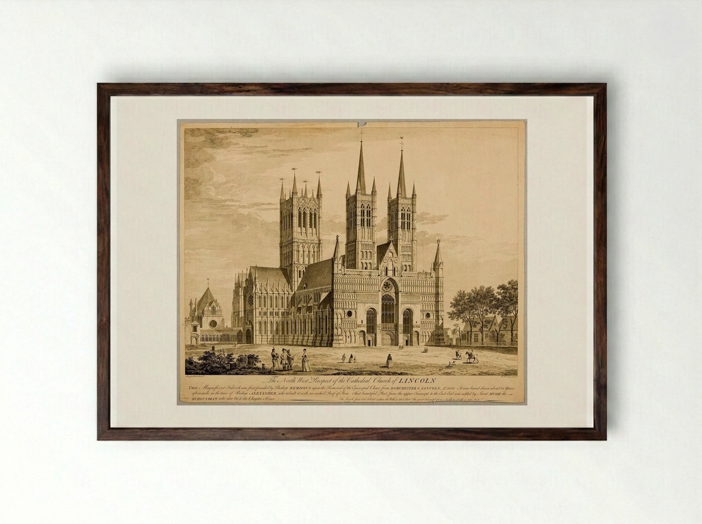 Lincoln Cathedral: North-West Prospect - François Vivares - Framed Print Dark Wood