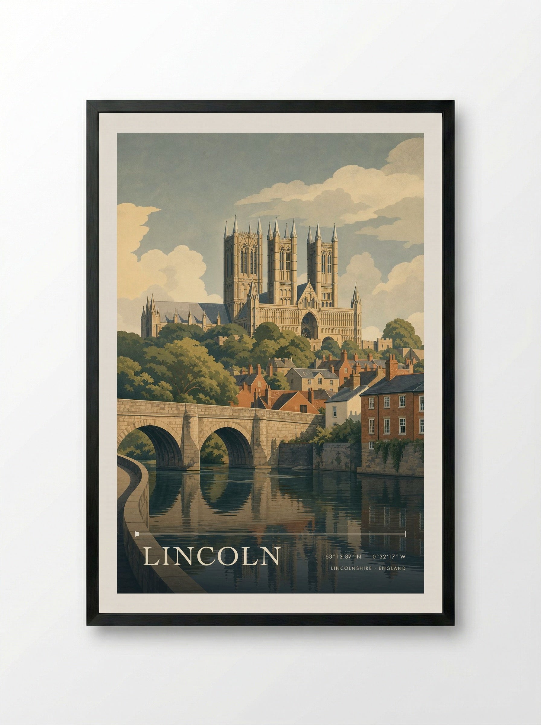 Lincoln Lincolnshire England Travel Poster - Framed Print Black