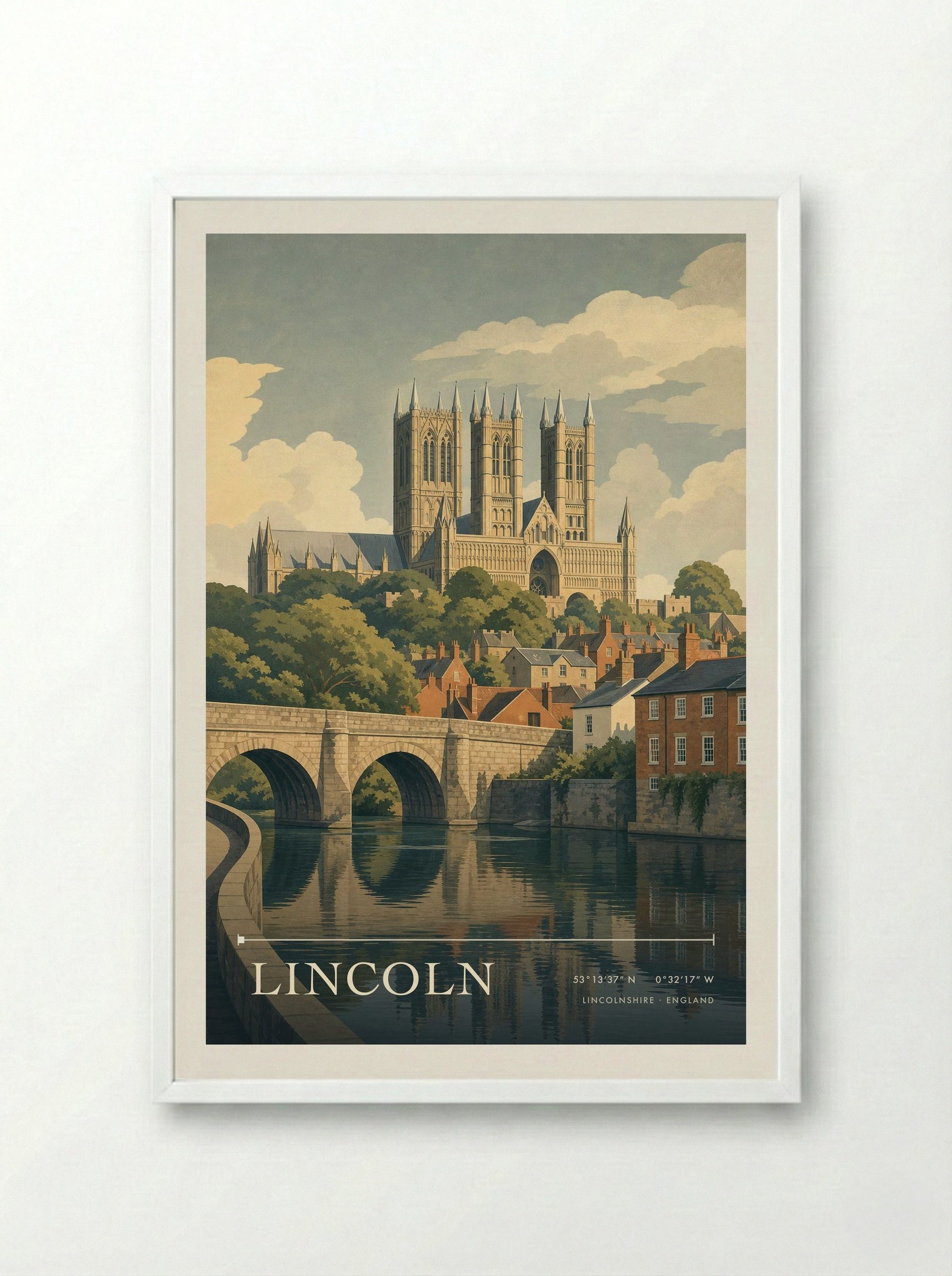 Lincoln Lincolnshire England Travel Poster - Framed Print White