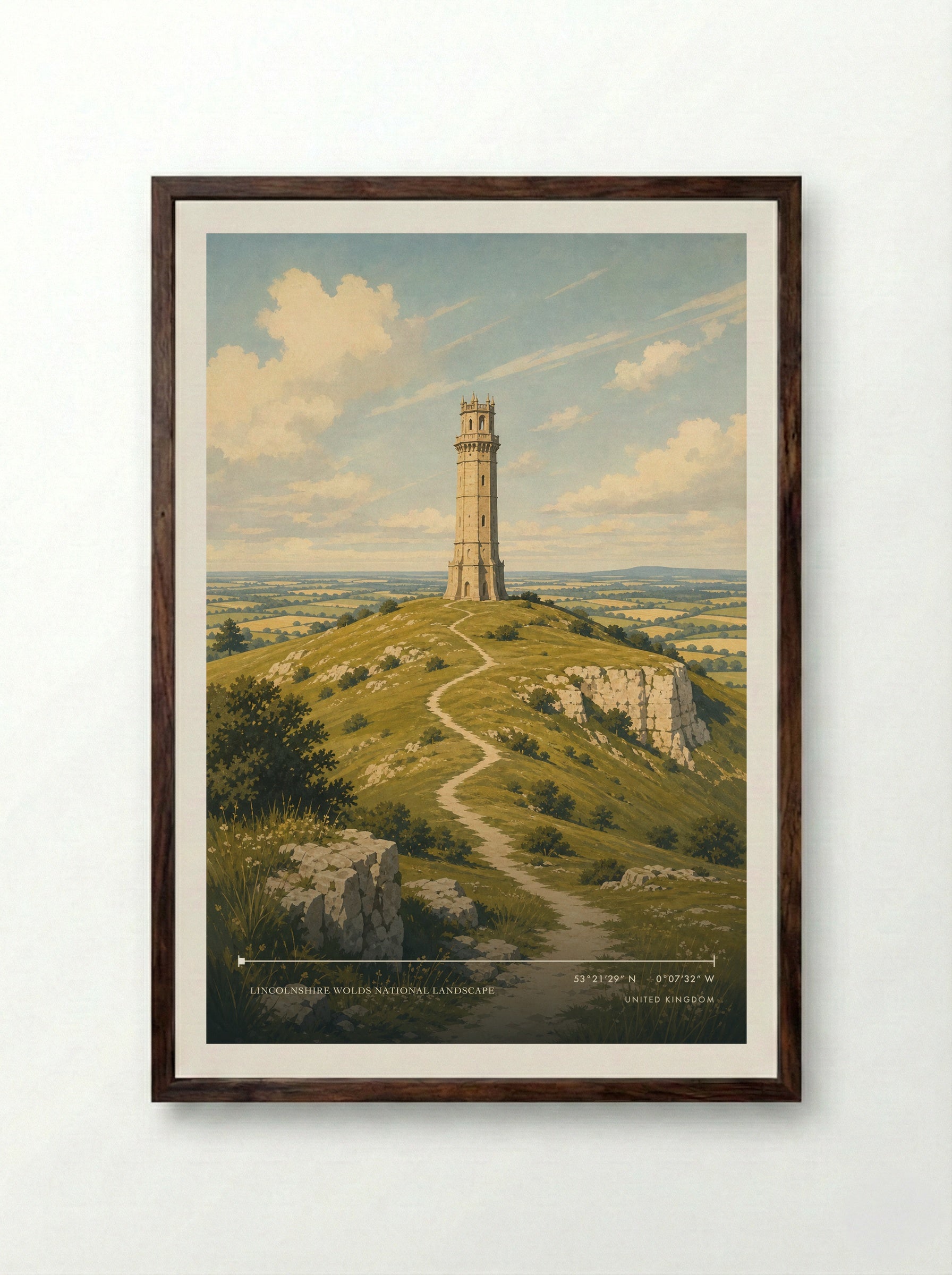 Lincolnshire Wolds National Landscape United Kingdom Travel Poster - Framed Print Dark Wood