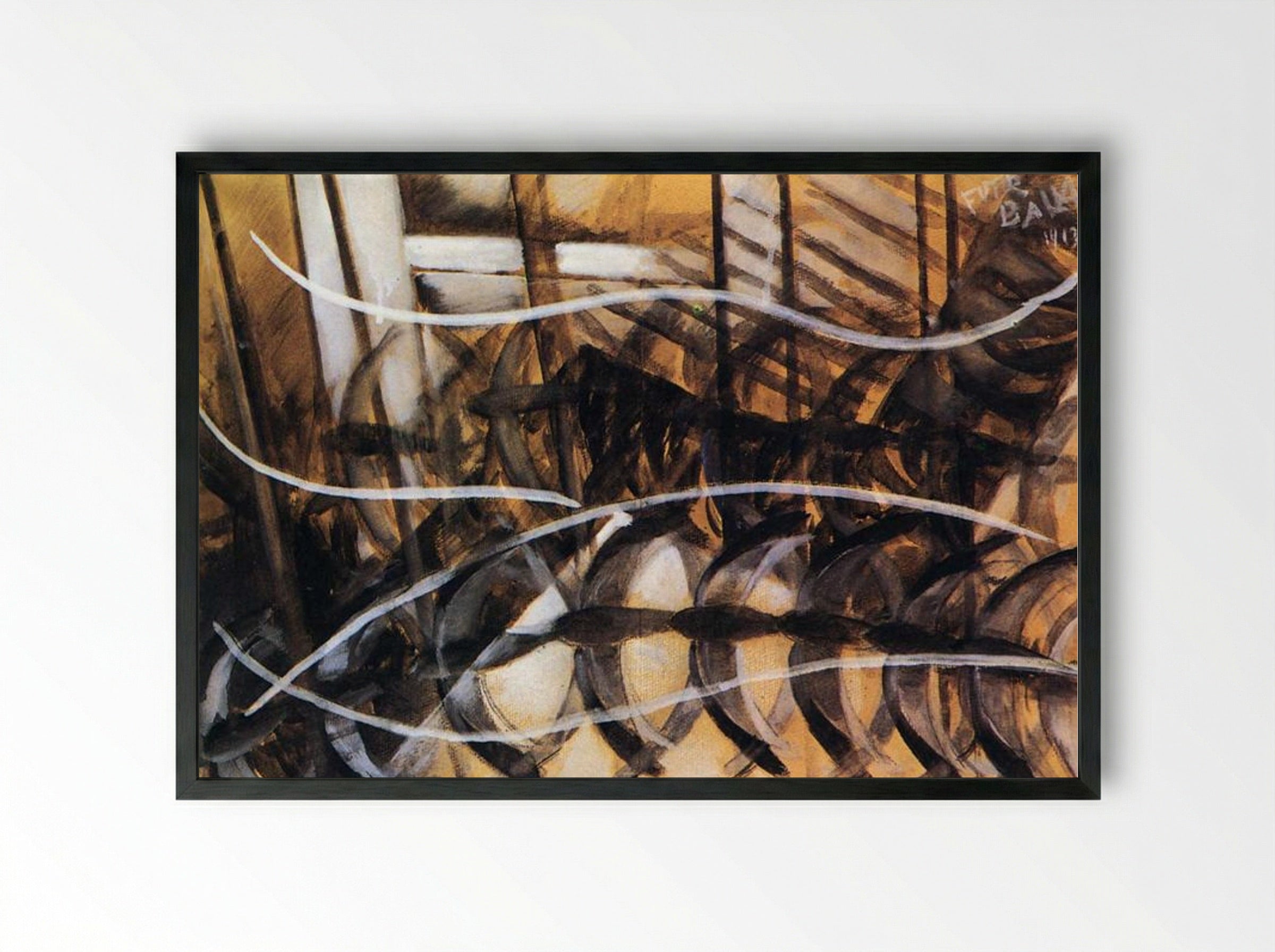Lines of Movement and Dynamic Succession - Giacomo Balla - Framed Print Black