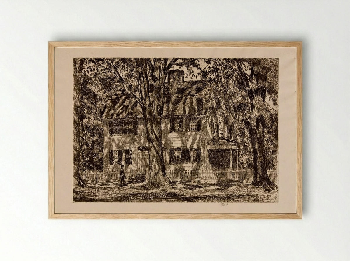 Lion Gardiner House, Easthampton - Childe Hassam - Framed Print Wood