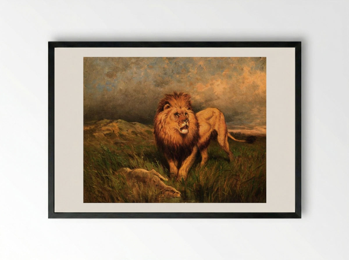 Lion and Prey - Rosa Bonheur - Framed Print Black