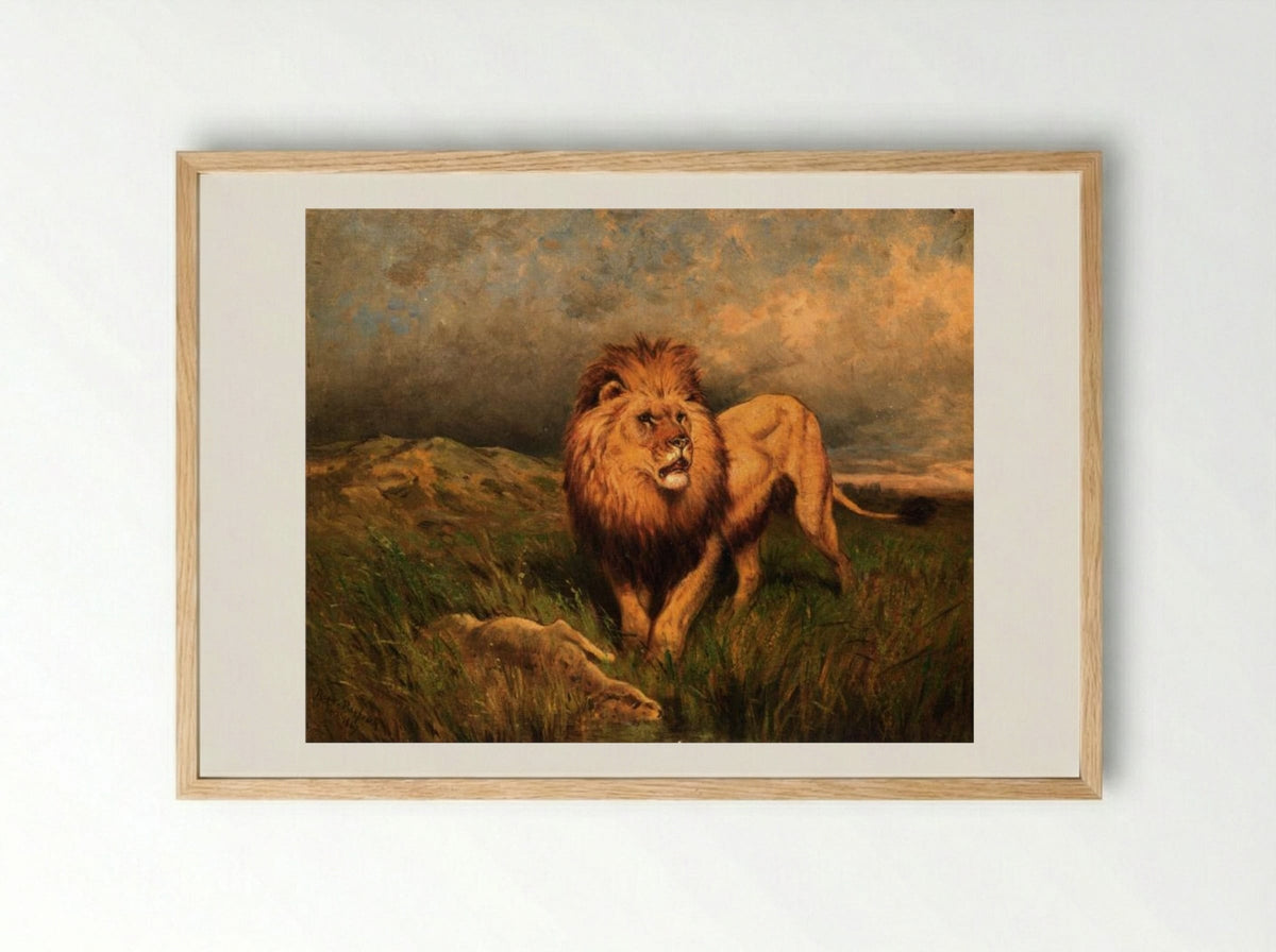 Lion and Prey - Rosa Bonheur - Framed Print Wood