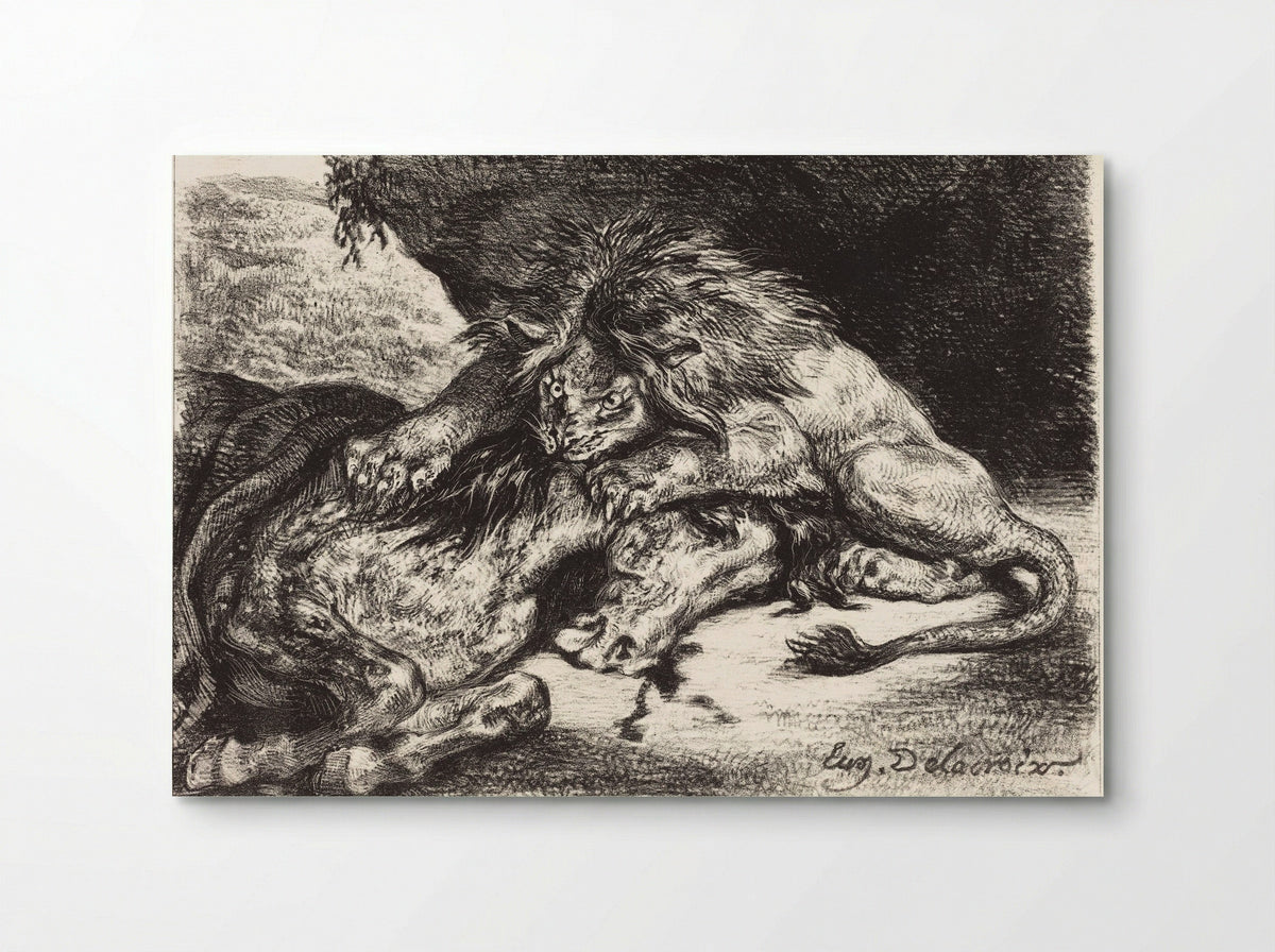 Lion devouring an Arab horse - Eugène Delacroix - Poster
