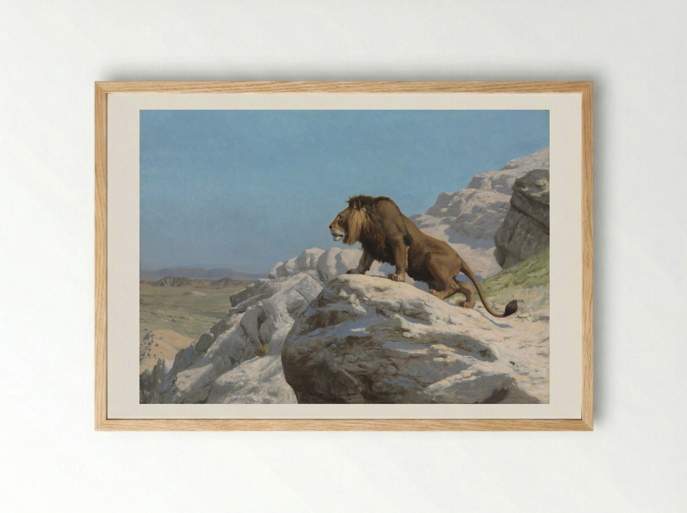 Lion on the Watch - Jean-Léon Gérôme - Framed Print Wood