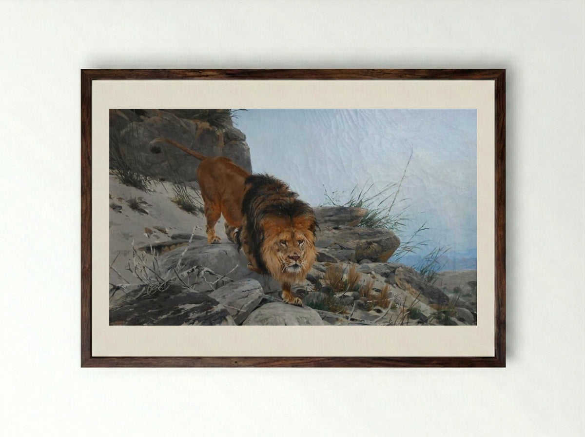 Lion - Richard Friese - Framed Print Dark Wood