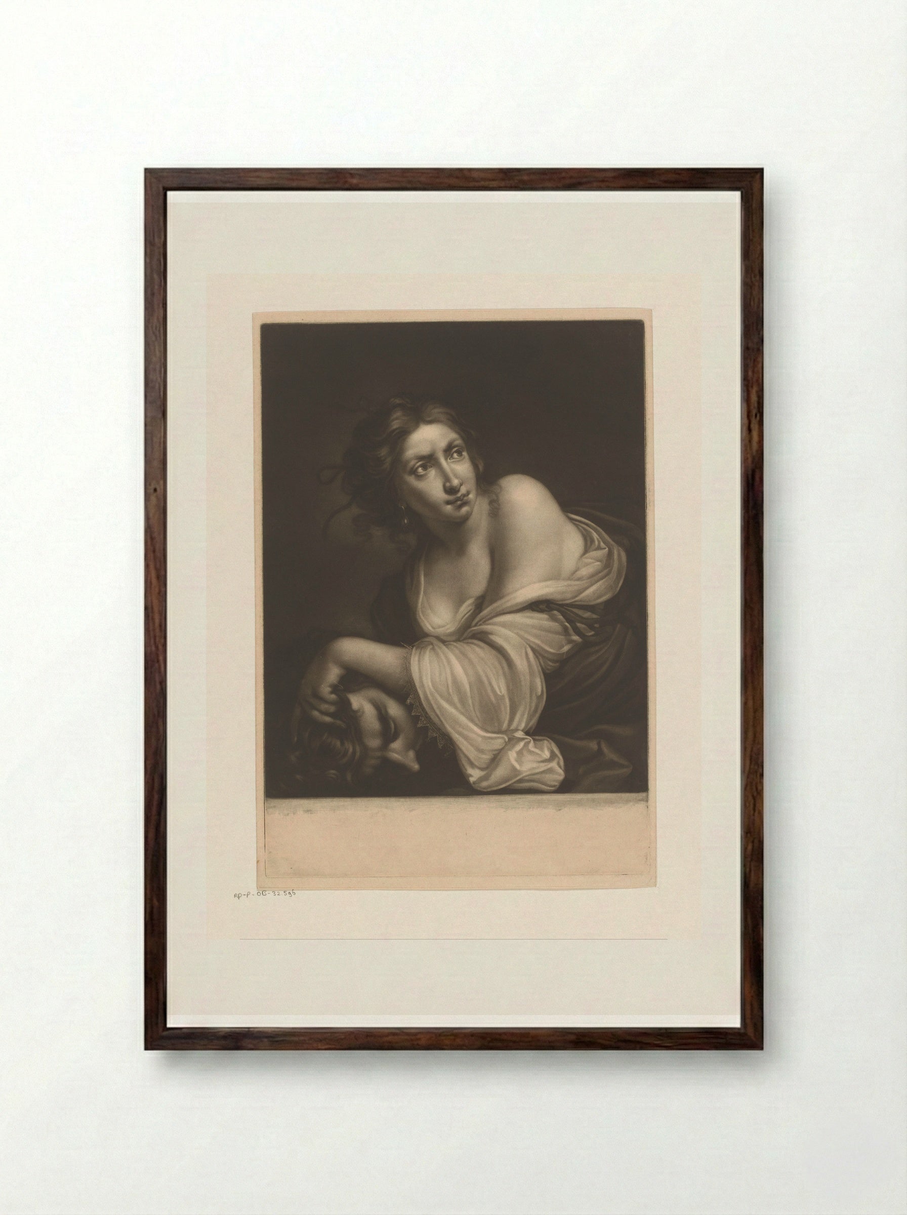 Lisabetta with the Head of Lorenzo - James McArdell - Framed Print Dark Wood