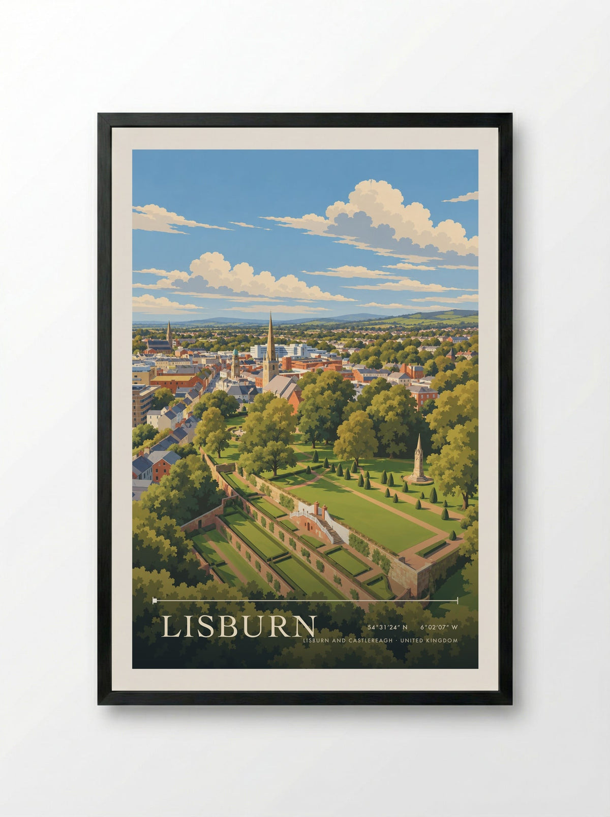 Lisburn, Lisburn and Castlereagh | Travel Poster - Framed Print Black