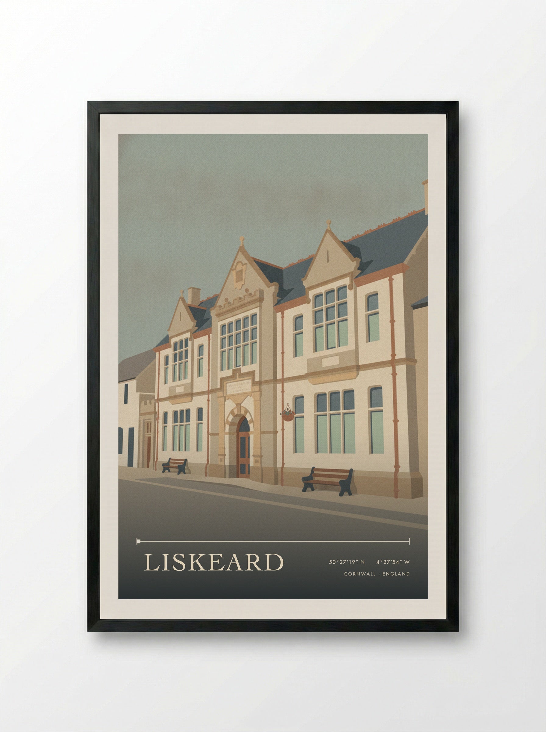 Liskeard Cornwall England Travel Poster - Framed Print Black
