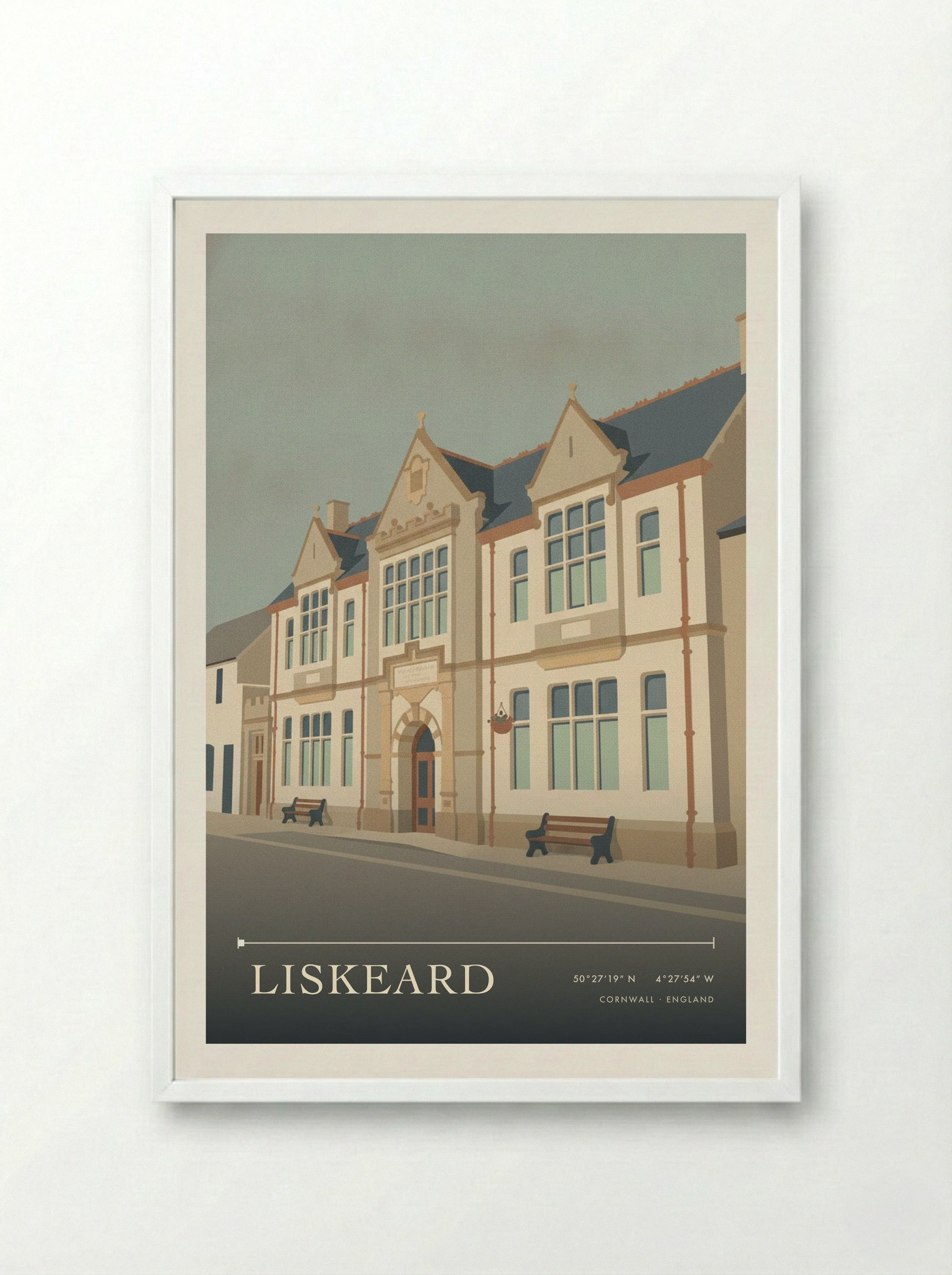 Liskeard Cornwall England Travel Poster - Framed Print White
