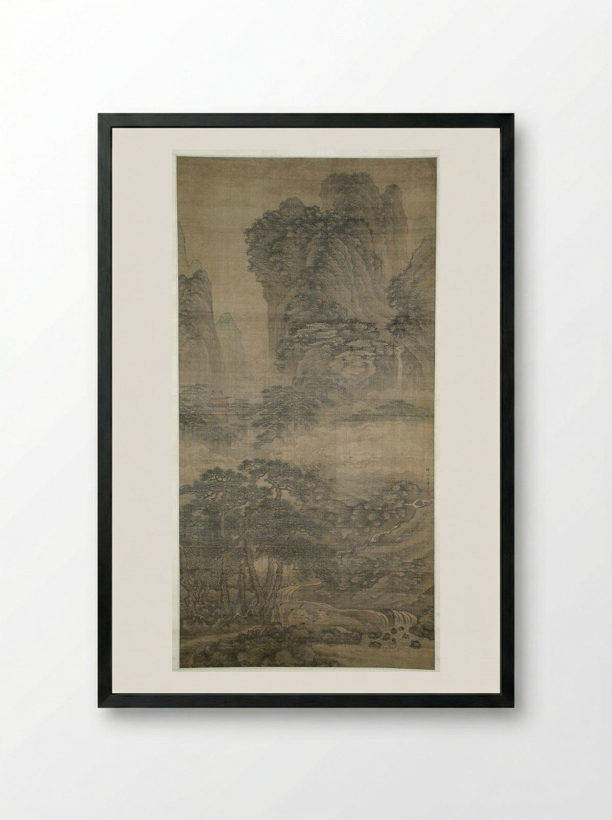 Listening to the Zither Among Streams and Pines - Xie Shichen - Framed Print Black