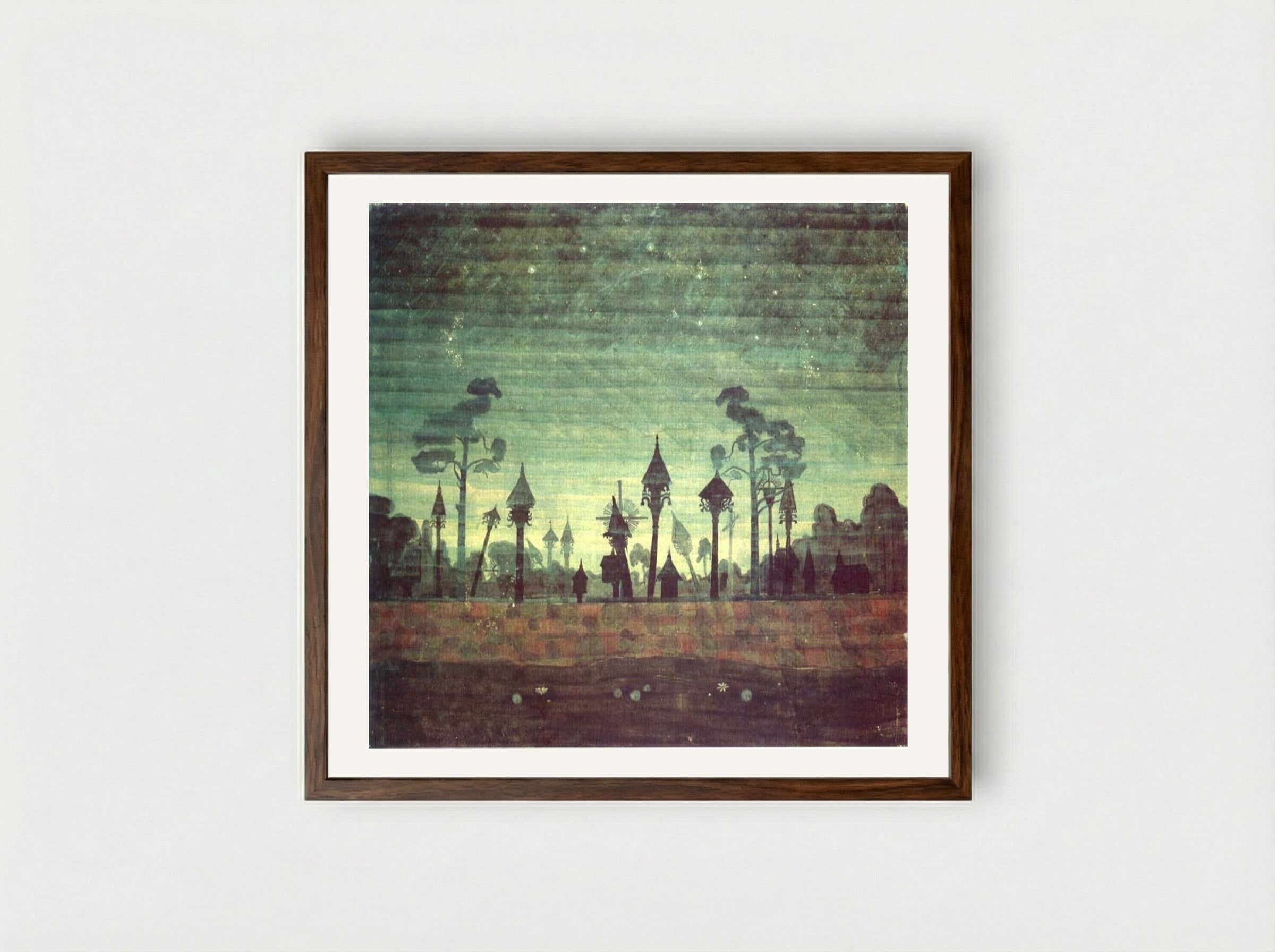 Lithuanian Graveyard - Mikalojus Konstantinas Čiurlionis - Framed Print Dark Wood