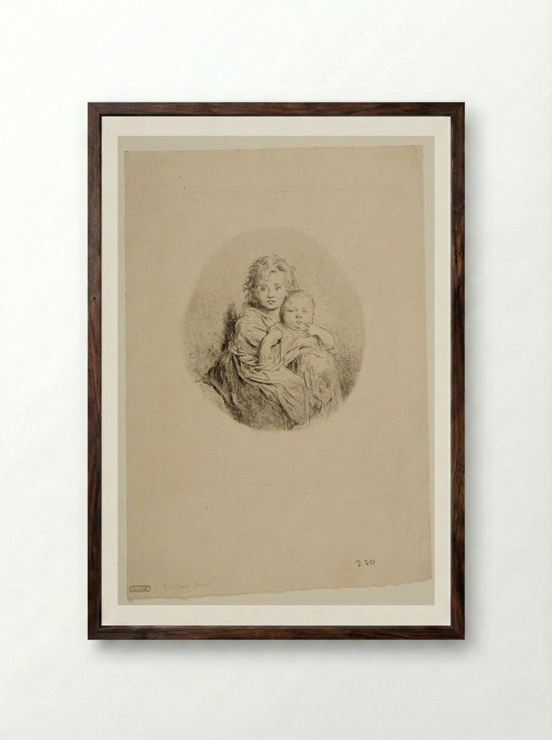 Little Beggar - Gustave Doré - Framed Print Dark Wood