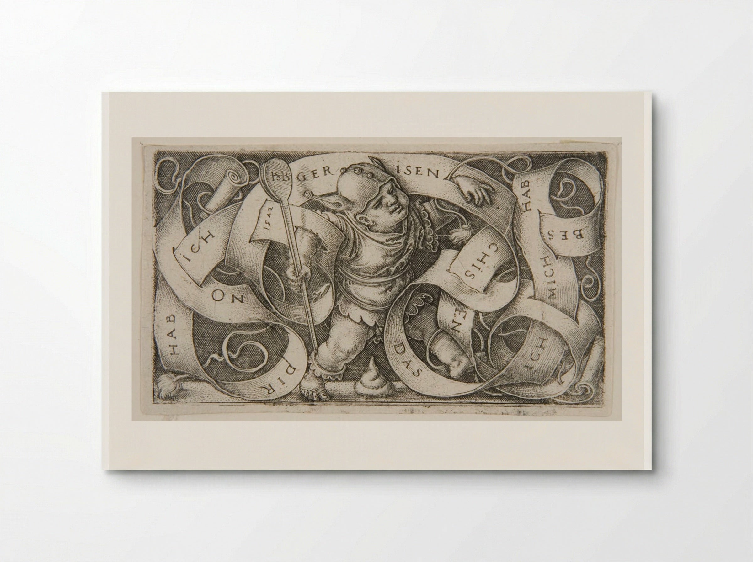 Little Buffoon with Scroll - Sebald Beham - Poster