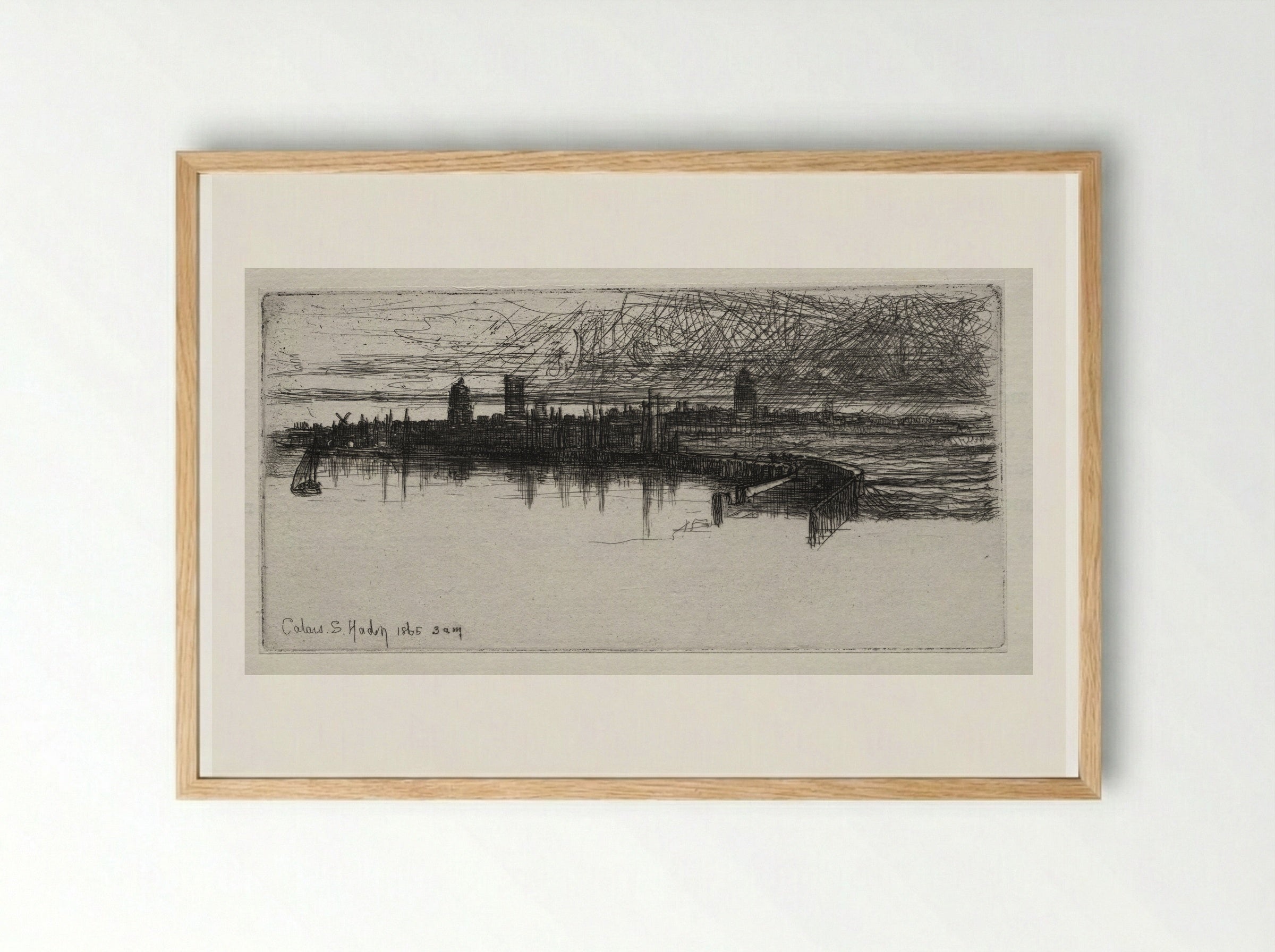 Little Calais Pier - Francis Seymour Haden - Framed Print Wood