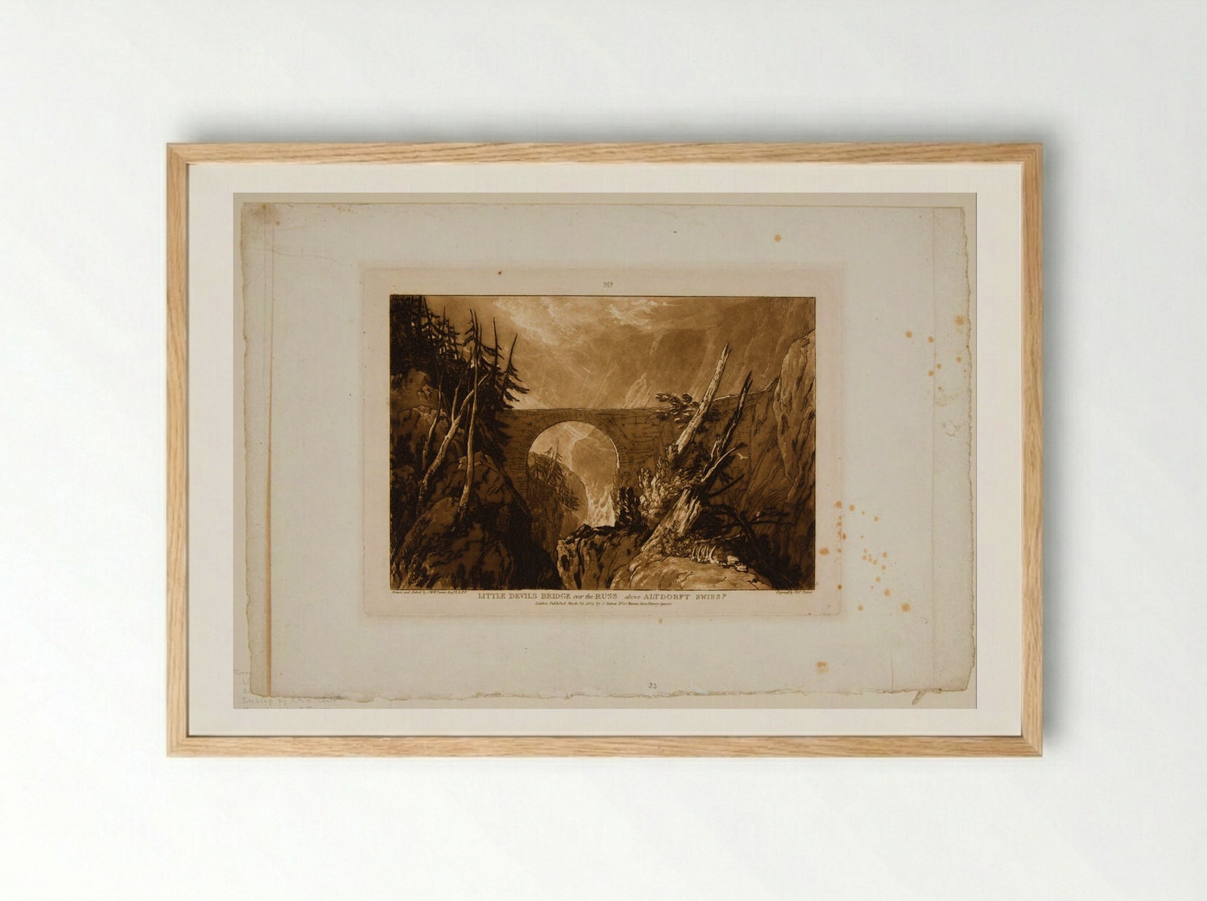 Little Devil's Bridge over the Russ above Altdorf, Swiss - Charles Turner - Framed Print Wood