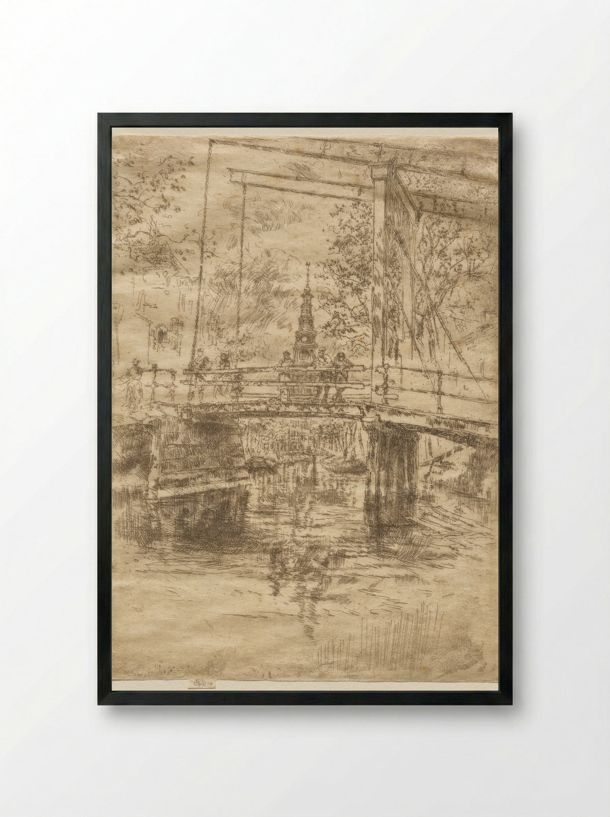 Little Drawbridge, Amsterdam - James McNeill Whistler - Framed Print Black