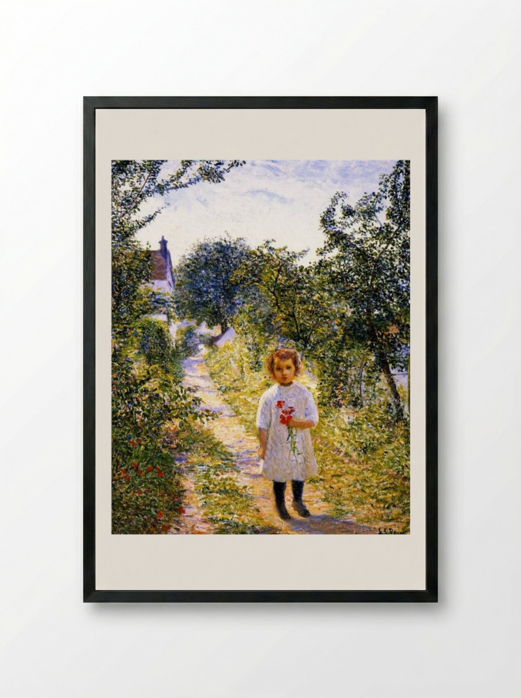 Little Girl in a Lane, Giverny - Lilla Cabot Perry - Framed Print Black