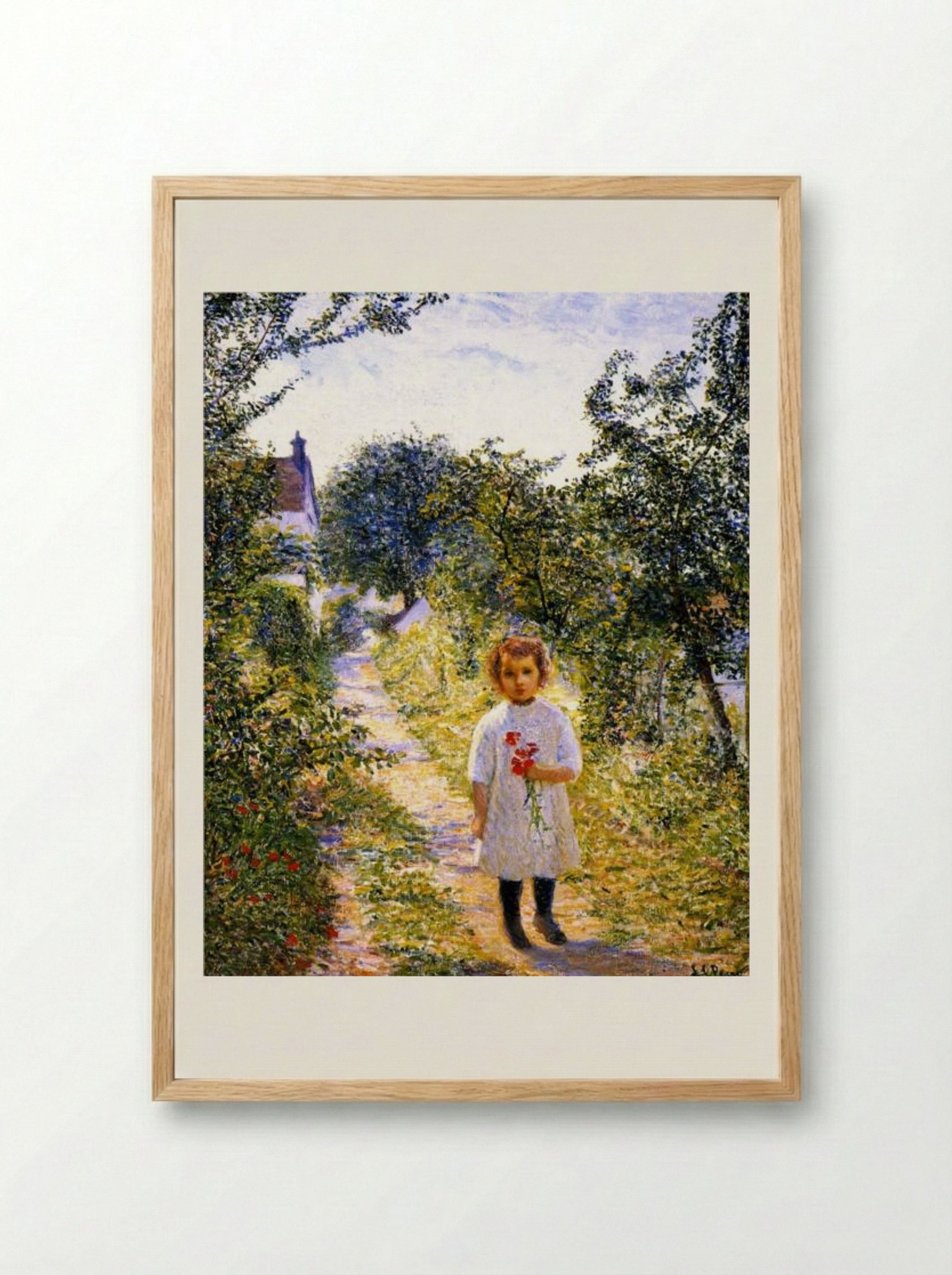 Little Girl in a Lane, Giverny - Lilla Cabot Perry - Framed Print Wood