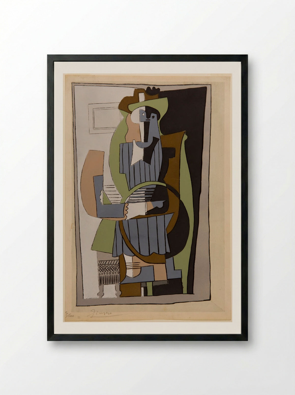 Little Girl with Hoop - Pablo Picasso - Framed Print Black