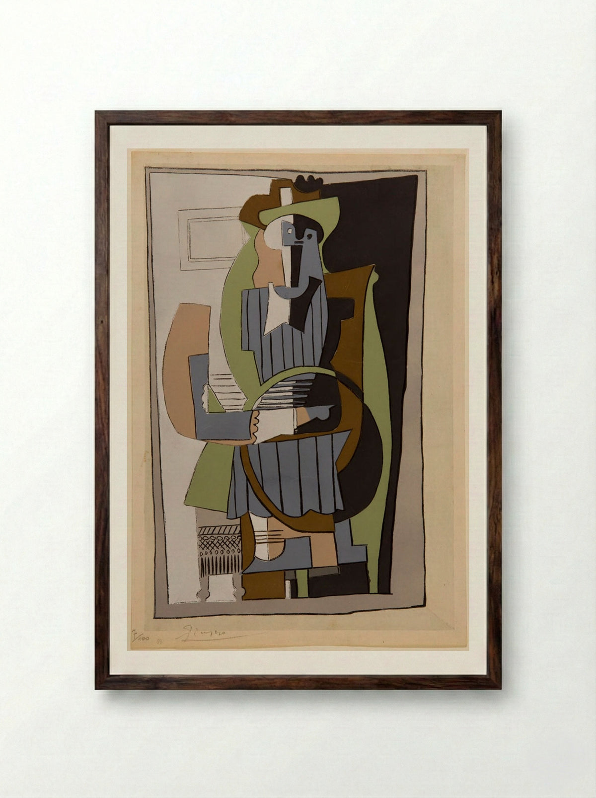 Little Girl with Hoop - Pablo Picasso - Framed Print Dark Wood