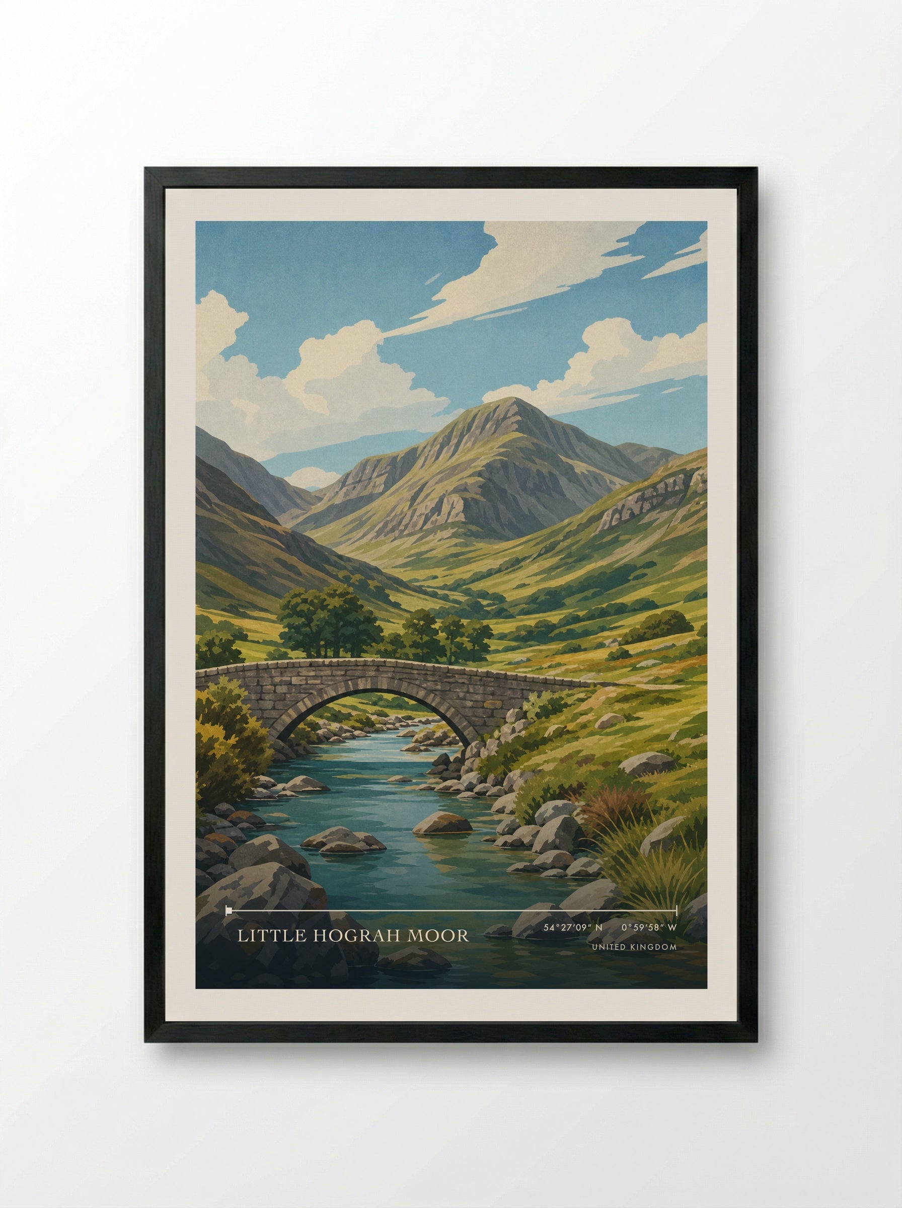 Little Hograh Moor United Kingdom Travel Poster - Framed Print Black