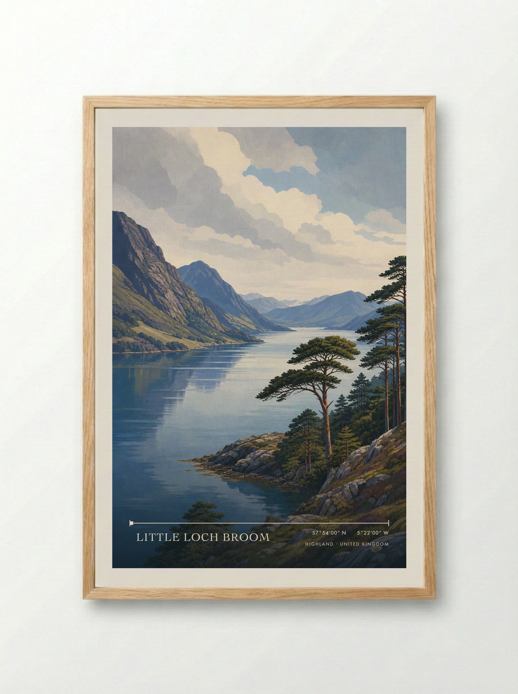 Little Loch Broom Highland United Kingdom Travel Poster - Framed Print Wood