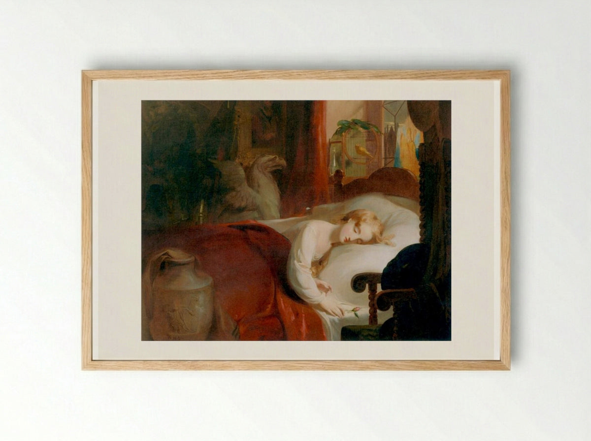 Little Nell Asleep in the Curiosity Shop - Thomas Sully - Framed Print Wood