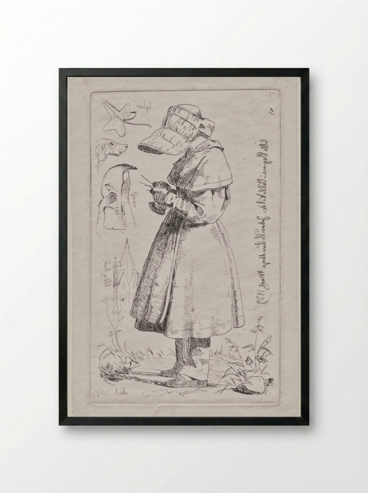 Little Regine in Vallekilde - Johan Thomas Lundbye - Framed Print Black