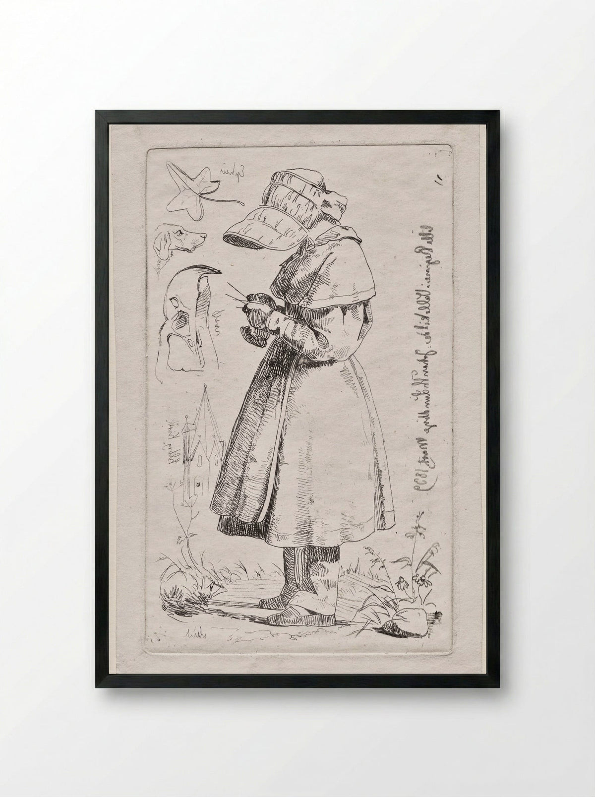 Little Regine in Vallekilde - Johan Thomas Lundbye - Framed Print Black