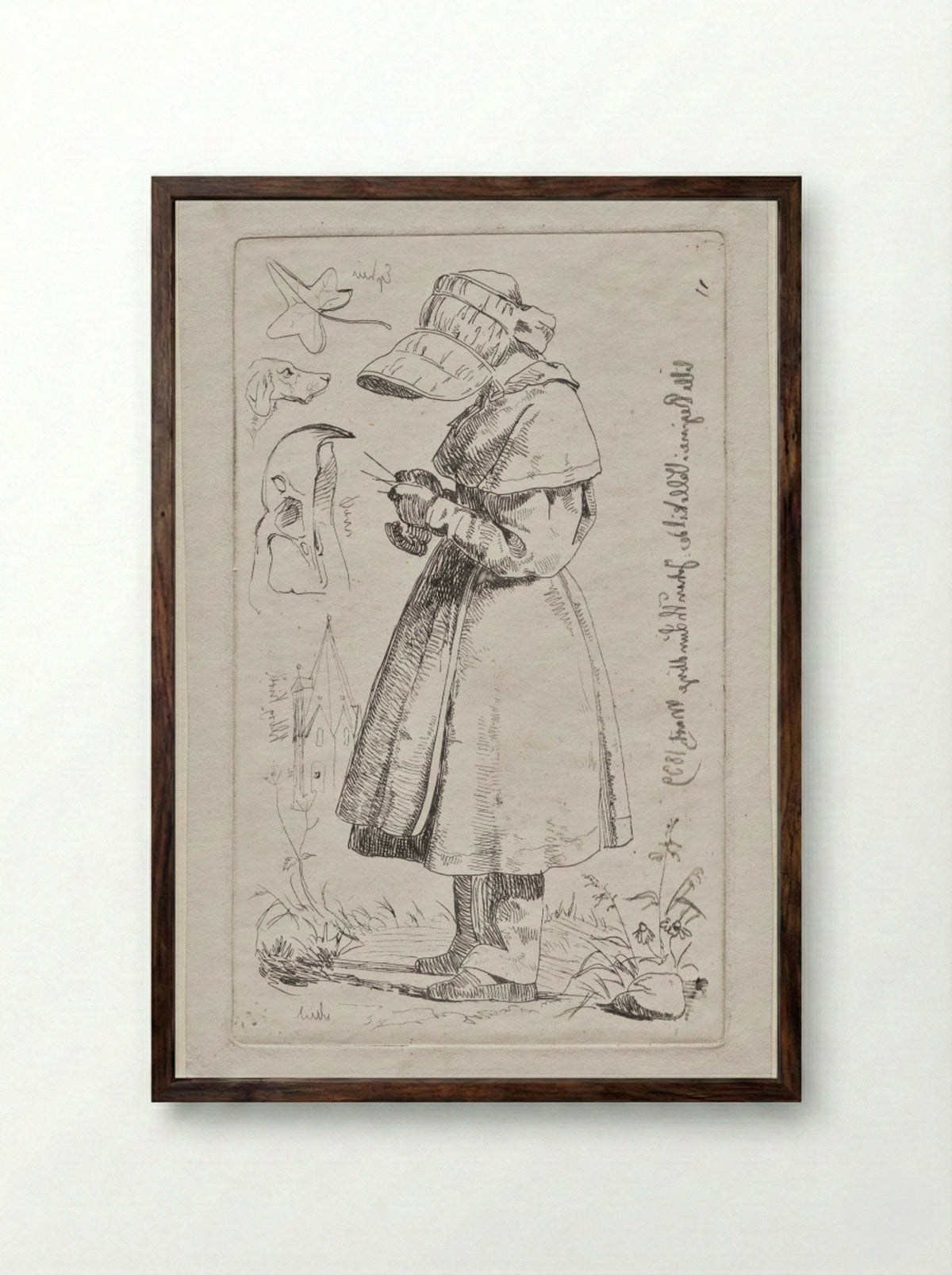 Little Regine in Vallekilde - Johan Thomas Lundbye - Framed Print Dark Wood
